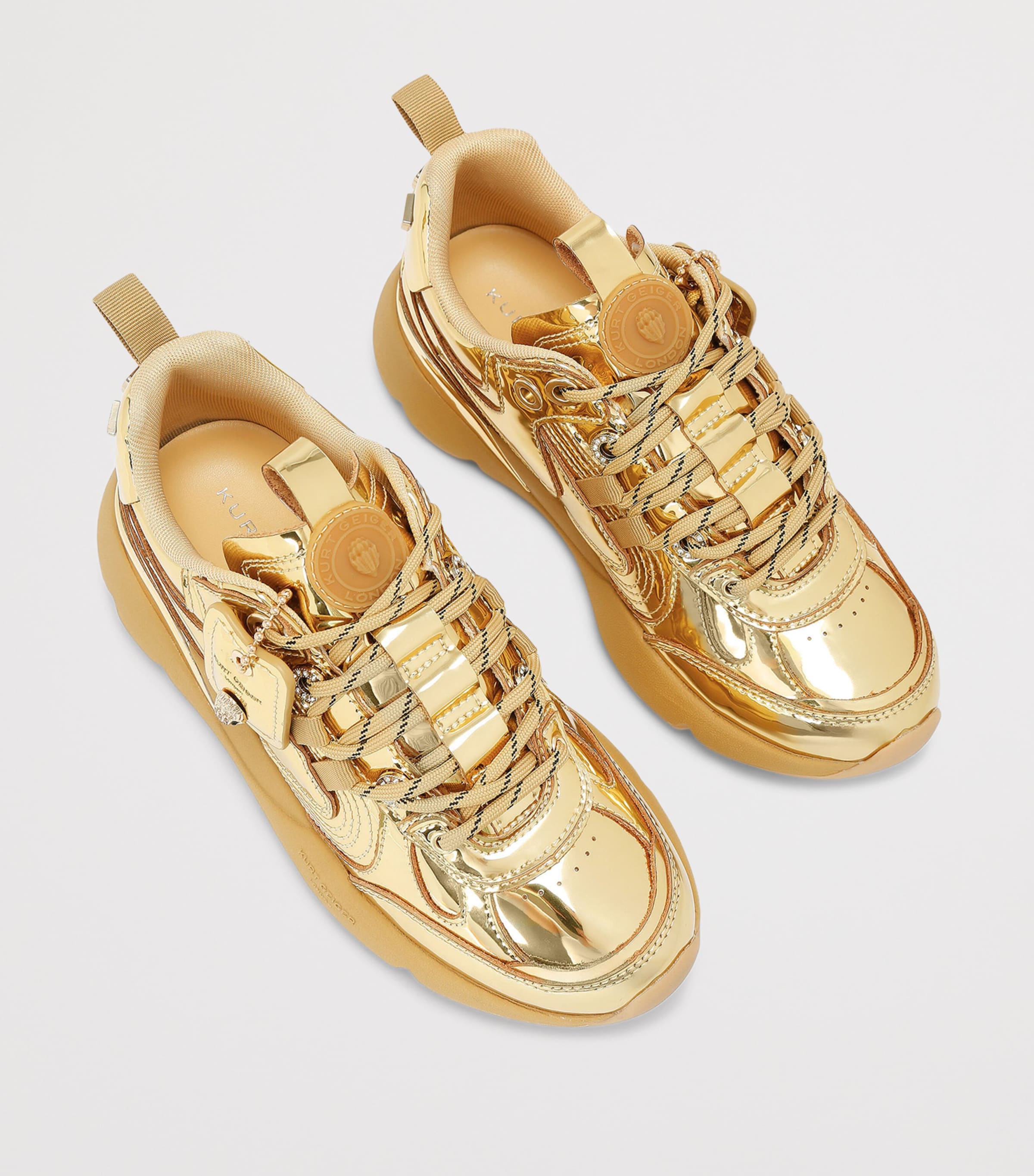 Metallic Leather Kurt Runner Sneakers GOLD Image 4