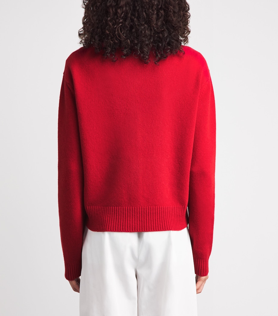 Róhe Womens Stretch-Wool Classic Cardigan Red Image 5