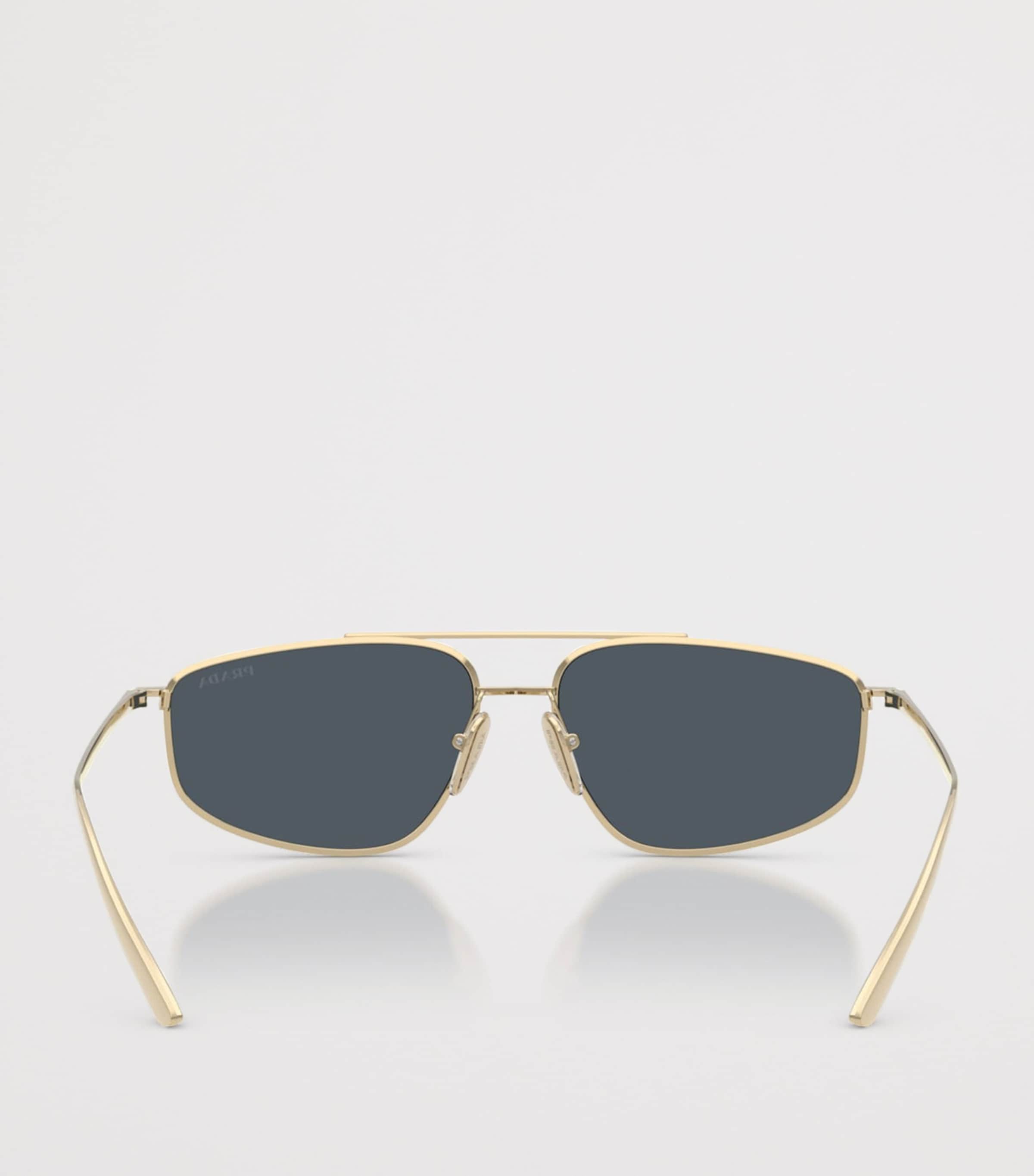Prada Metal Rectangular Sunglasses Gold Image 4