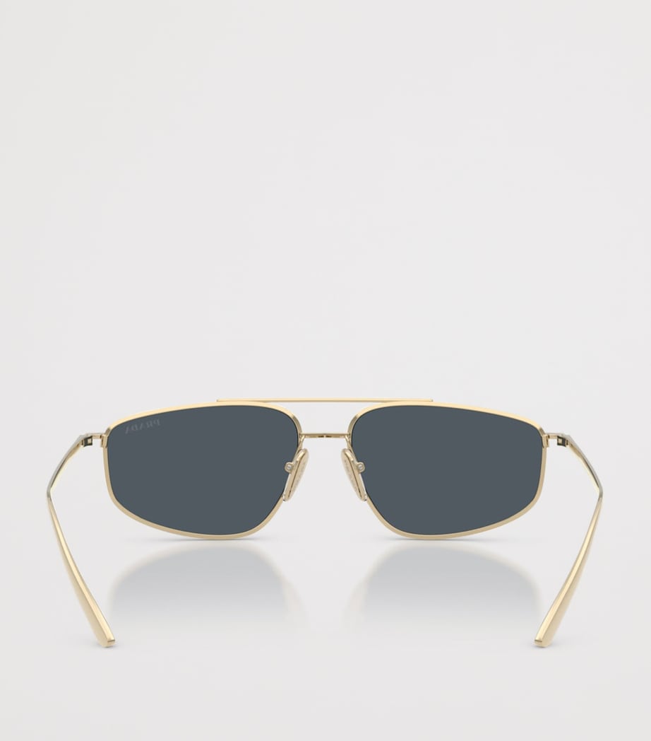 Prada Metal Rectangular Sunglasses Gold Image 4