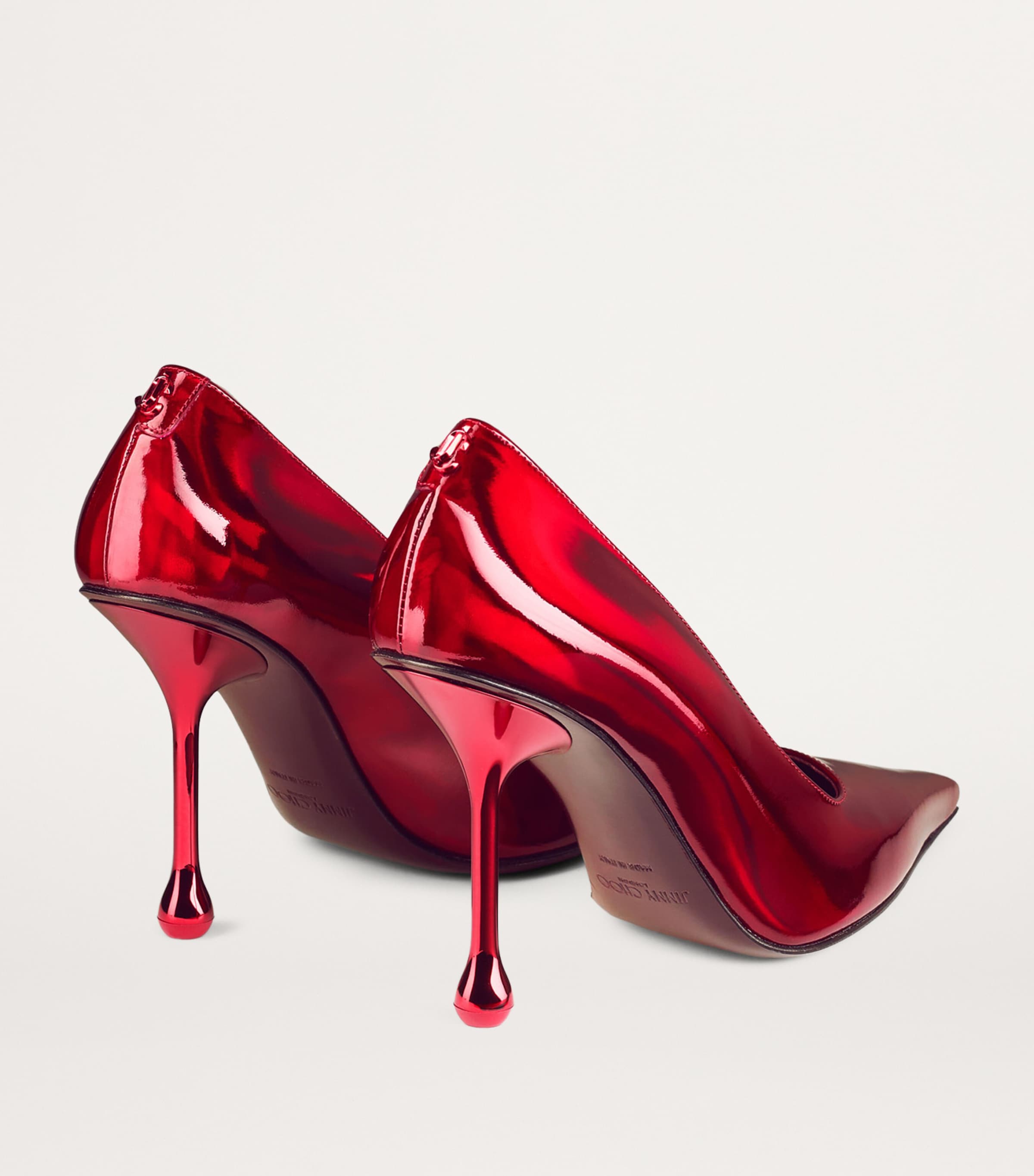 Jimmy Choo Red Ixia 95 Metallic Leather Pumps | Harrods US