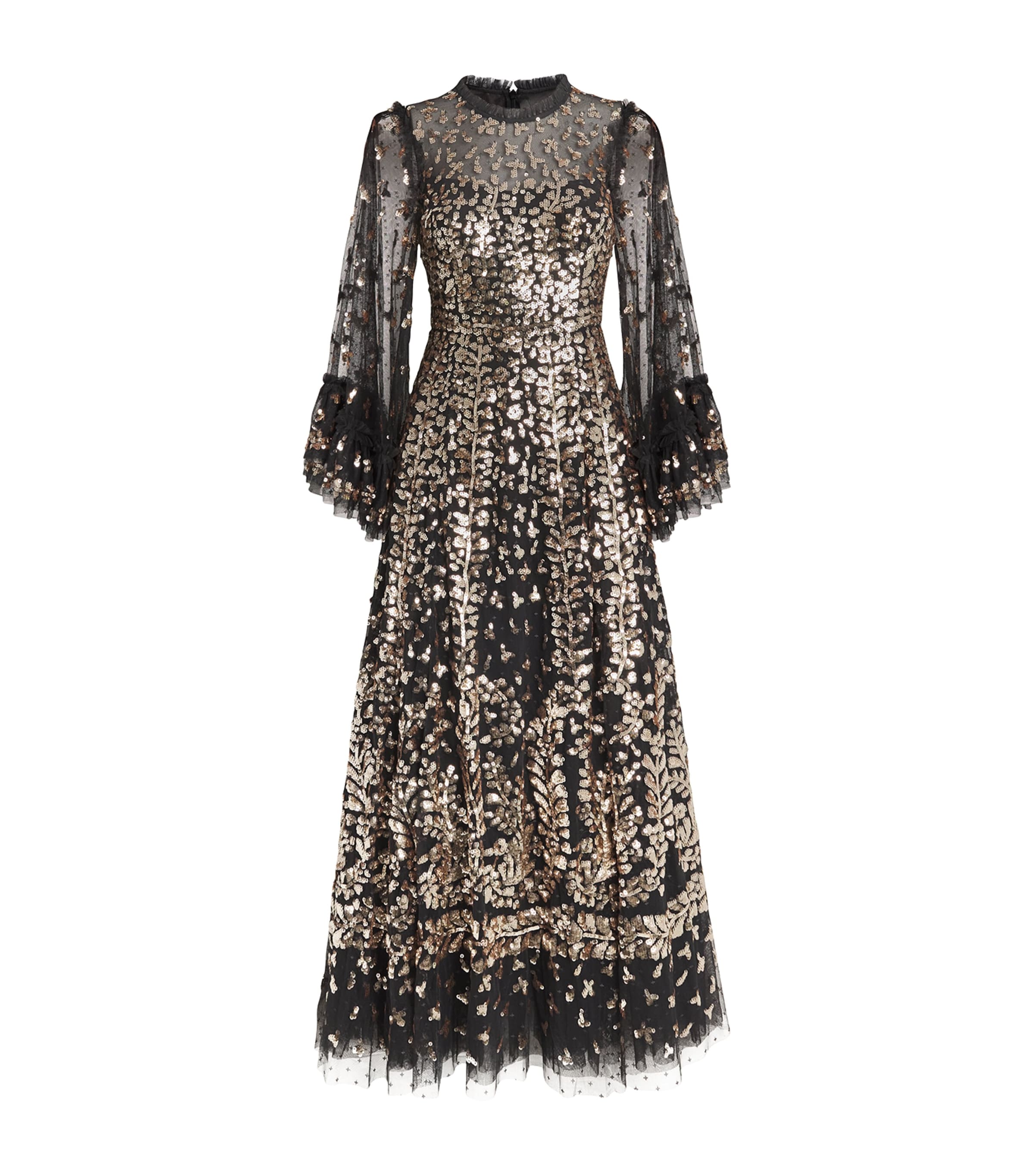 Needle & Thread Sequin-embellished Fern Gown In Grey