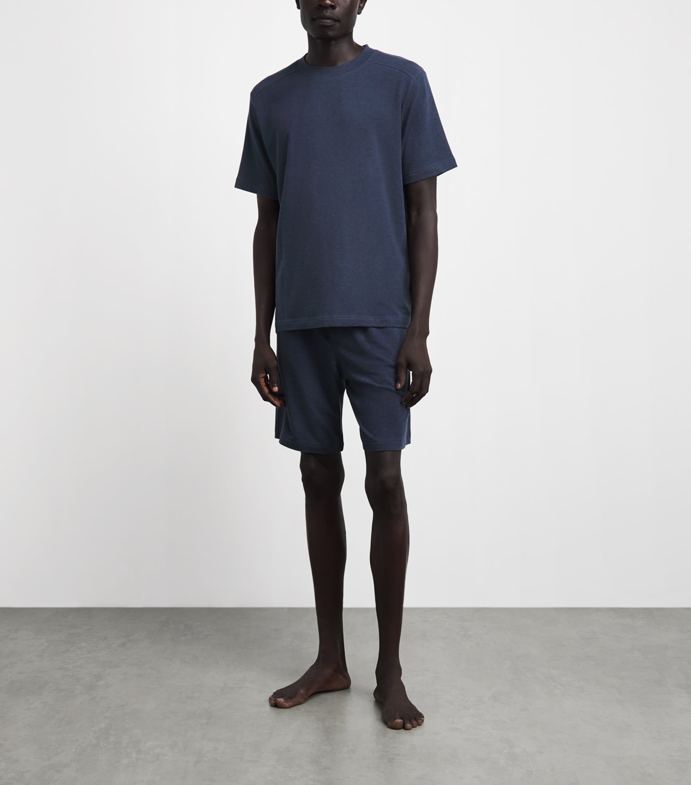Zimmerli Mens Lyocell-Blend Soft Lounge T-Shirt Blue Melange Image 2