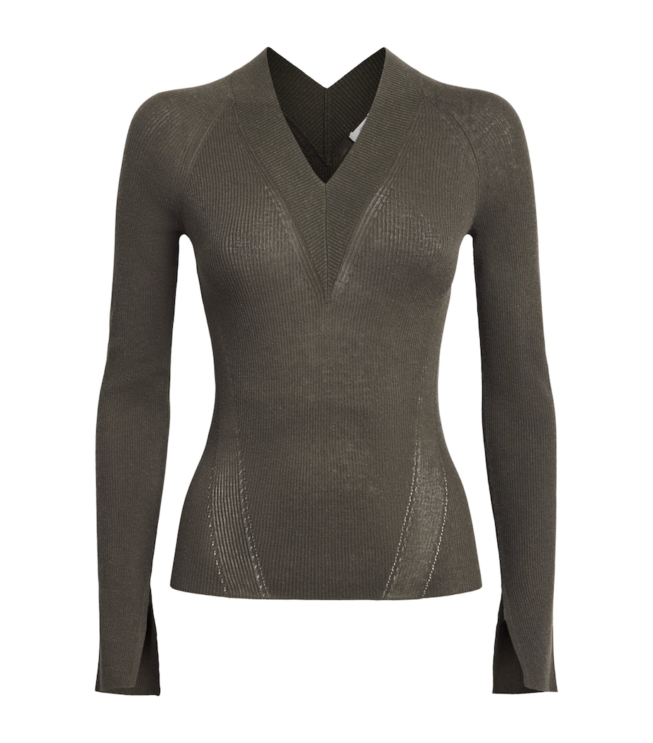 Joseph Womens Rib-Knit Harti Sweater Palm Leaf Image 1