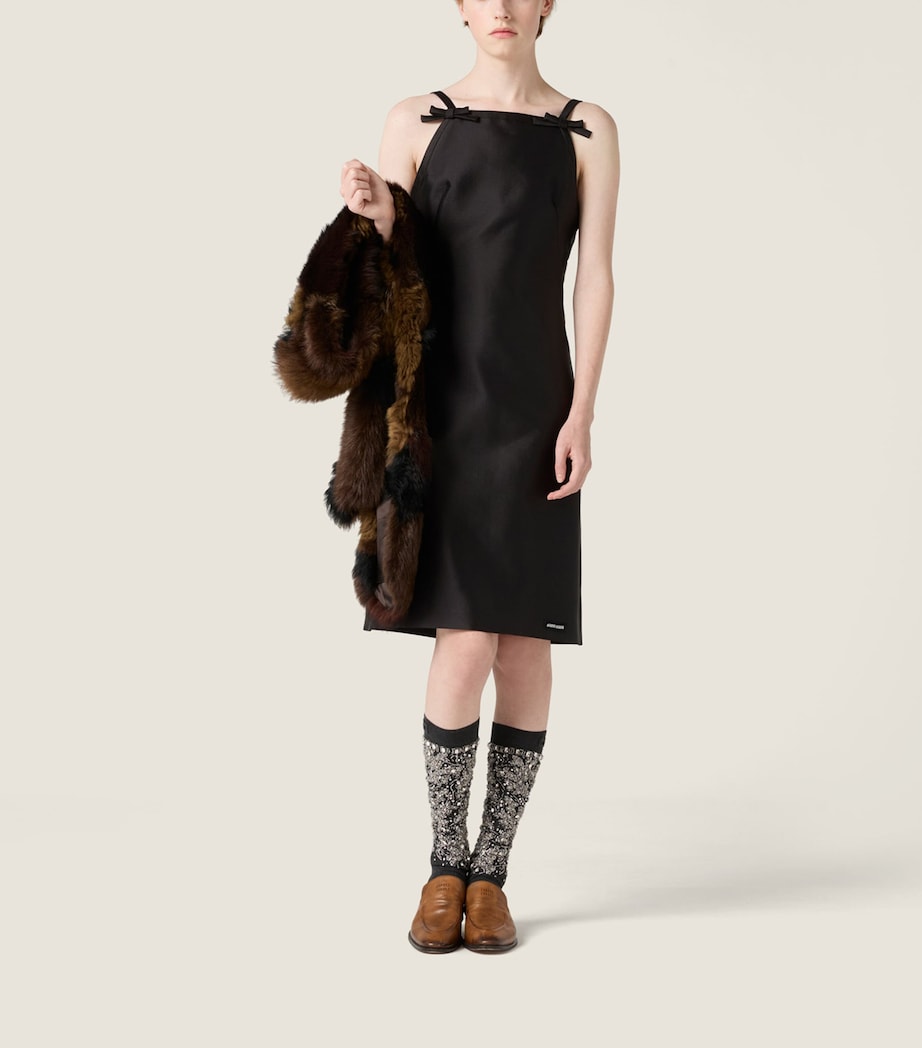 Miu Miu Womens Silk-Wool Bow Mini Dress Image 2