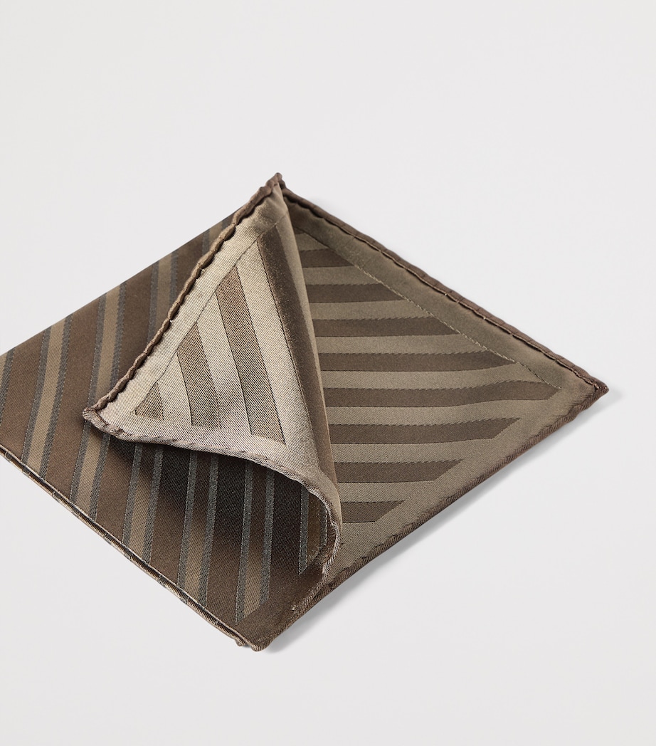 Brunello Cucinelli Silk Stripe Pocket Square Image 3