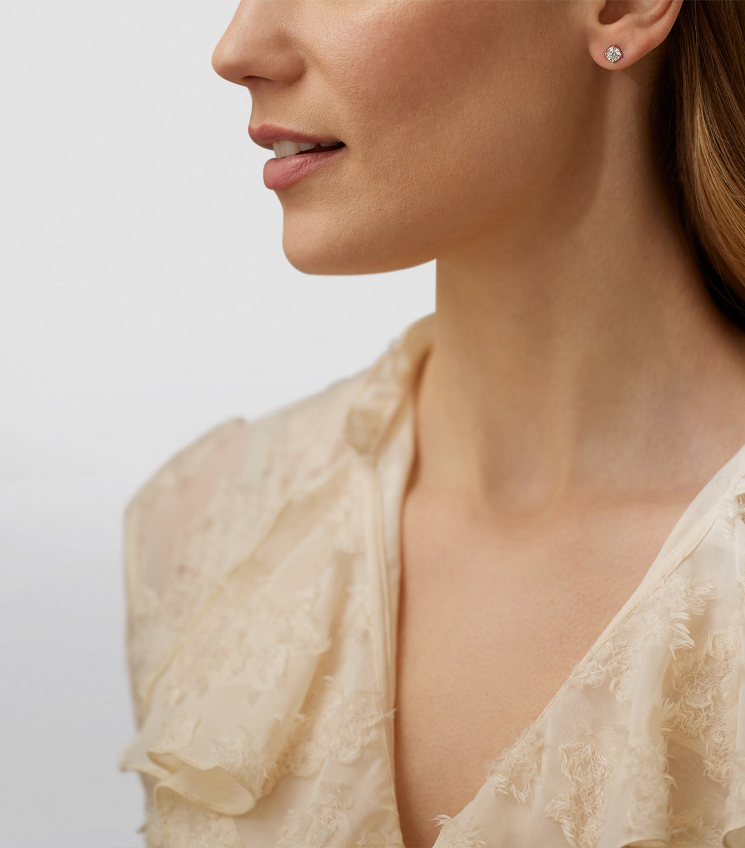 Platinum and Diamond Classic Stud Earrings PLATINUM Image 2