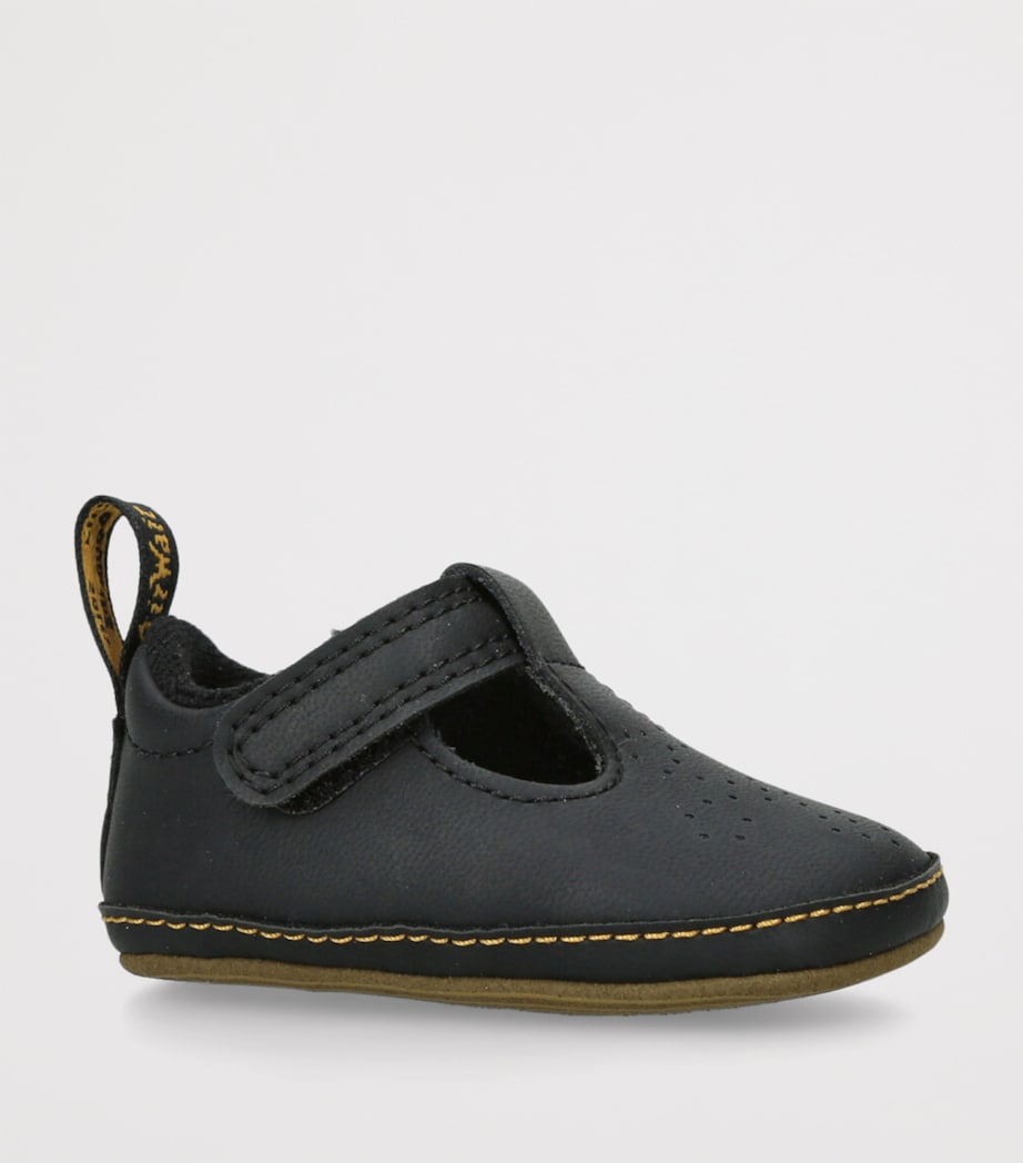 Leather Polley T-Bar Crib Shoes BLACK Image 3