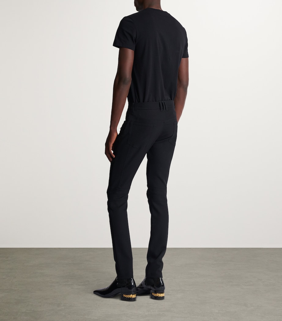 Balmain Mens Wool Slim Biker Trousers Noir Image 5