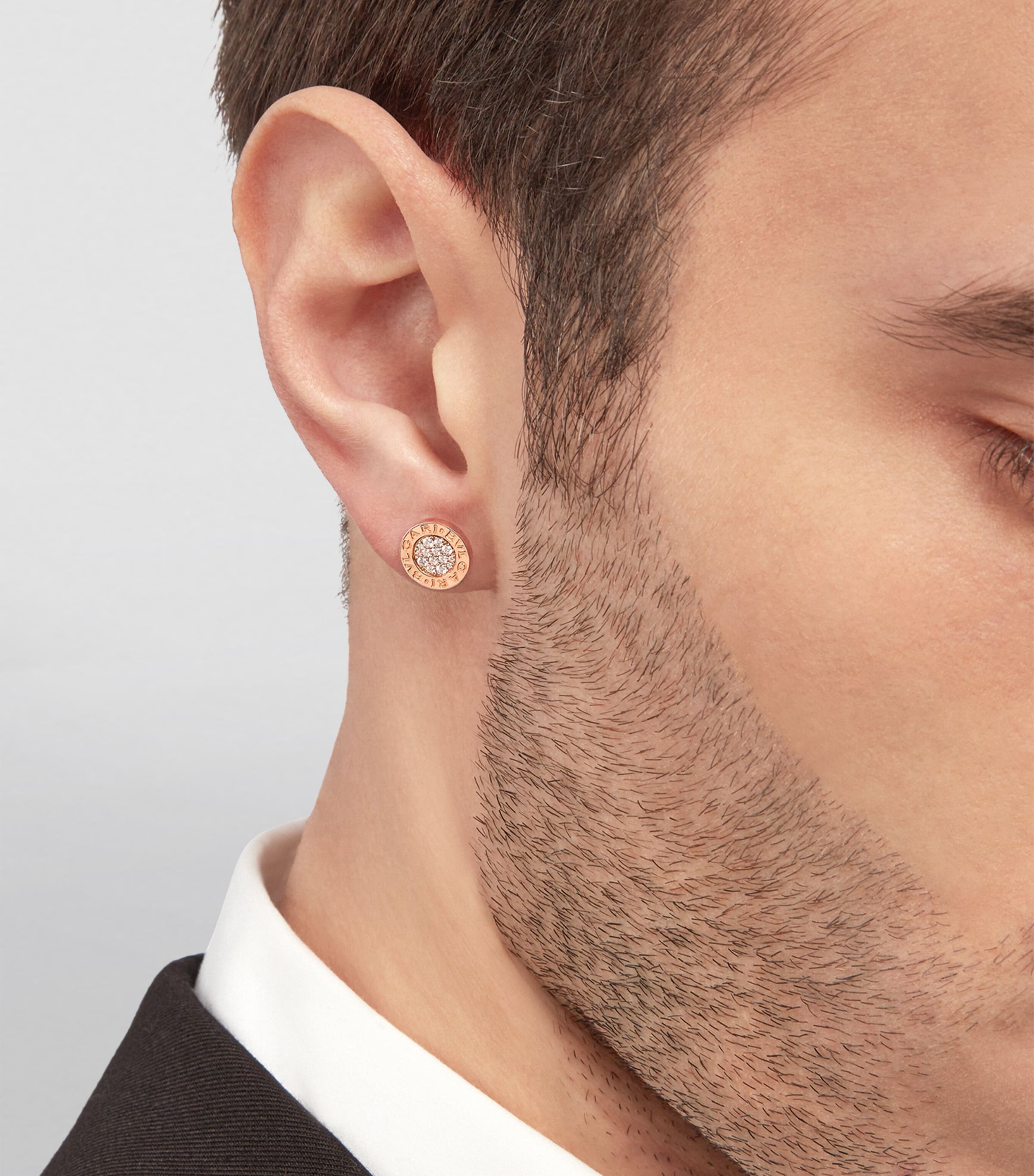 Rose Gold and Diamond BVLGARI BVLGARI Single Stud Earring PINK GOLD Image 4