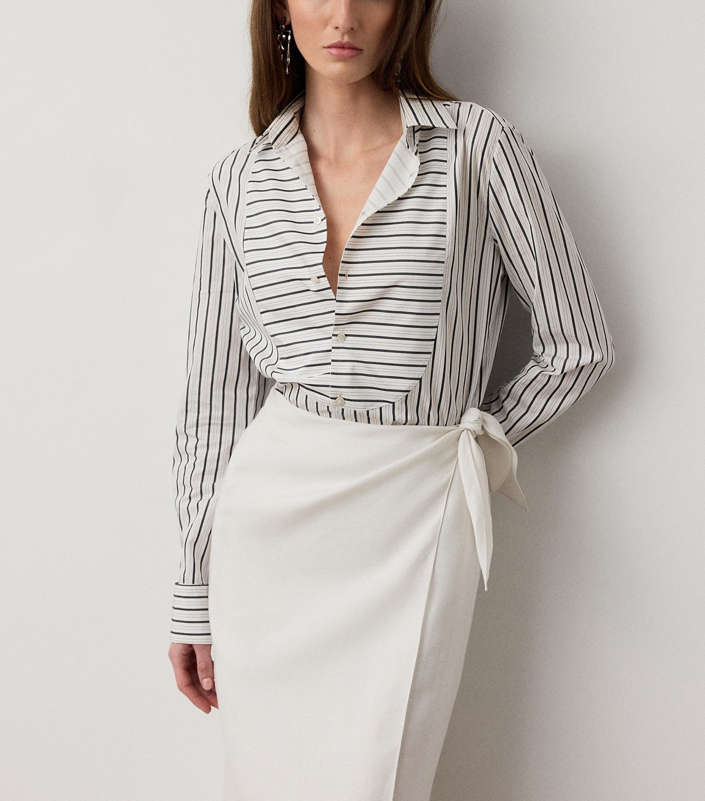 Ralph Lauren Collection Womens Cotton Stripe Tamara Shirt Black/white Image 2