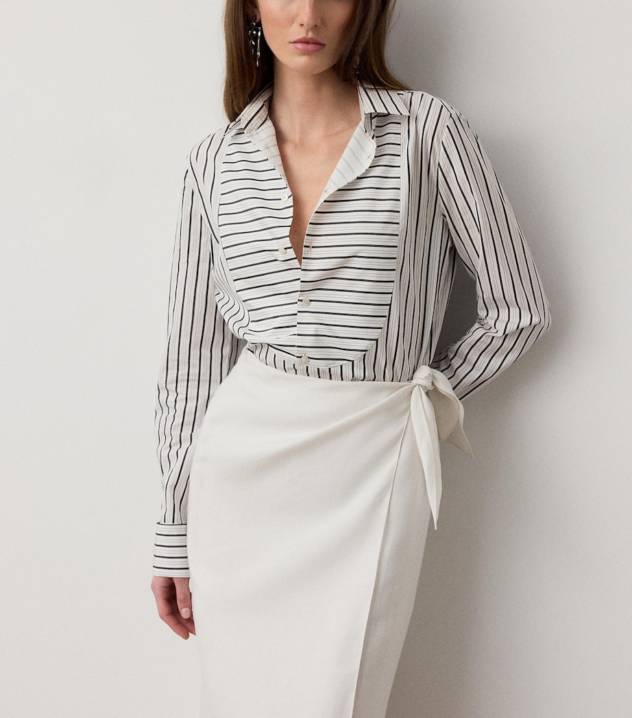Ralph Lauren Collection Womens Cotton Stripe Tamara Shirt Black/white Image 2