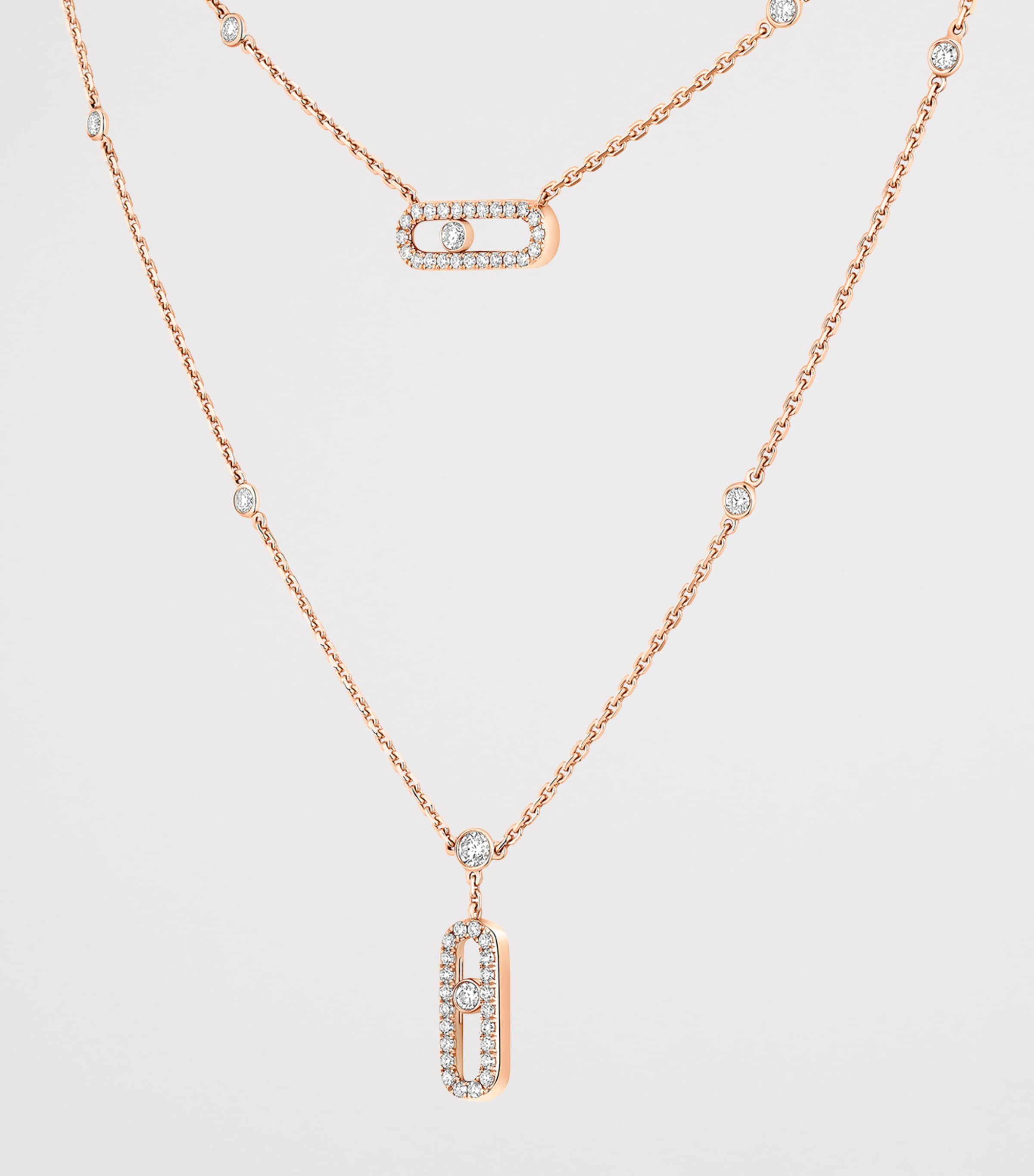 Messika Move Uno Pink Gold and Diamond Pavé Necklace (0.60ct) Pink Gold Image 3