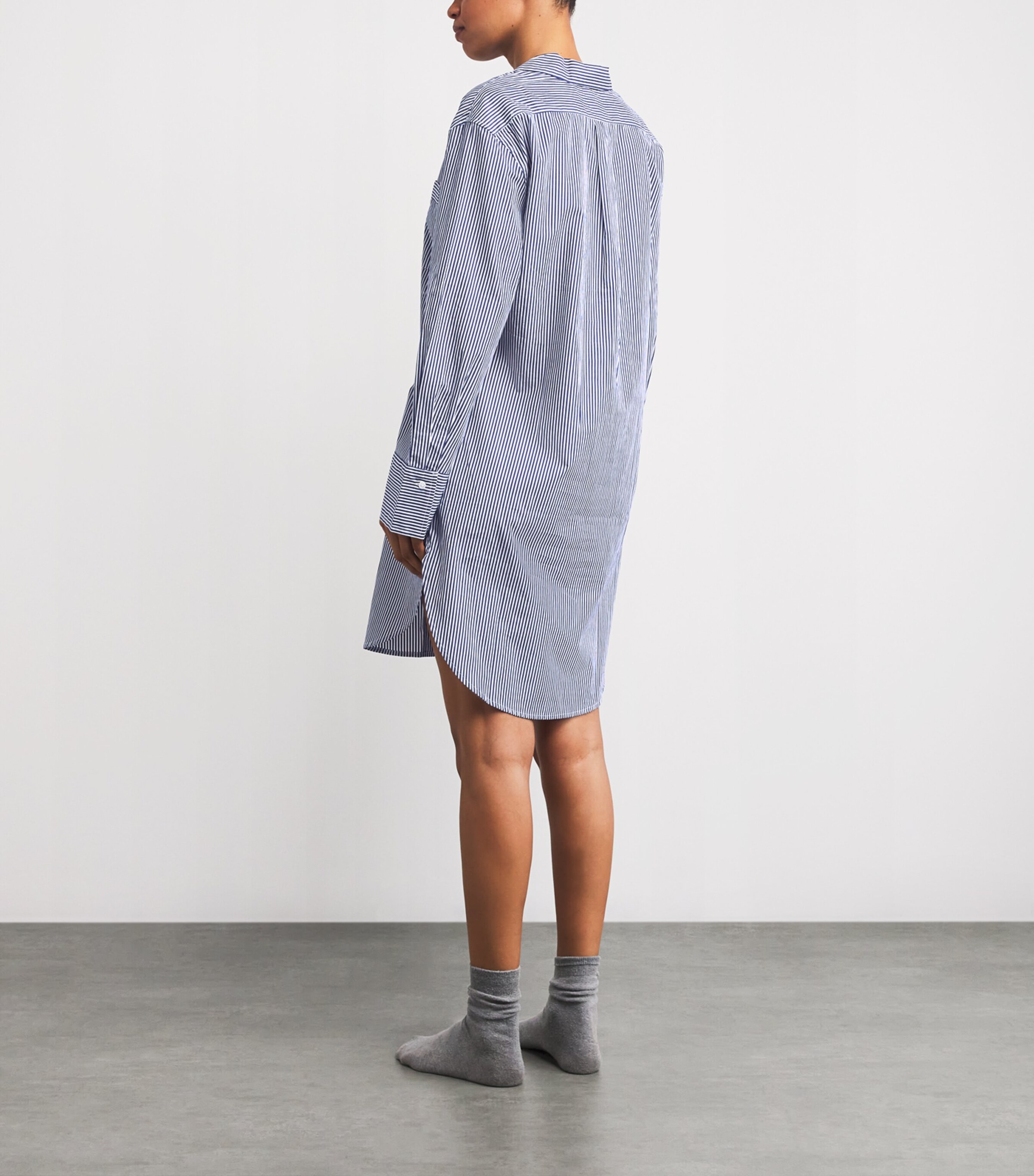 Cotton Poplin Stripe Pyjama Shirt WHITE CLOUD/BEA Image 3