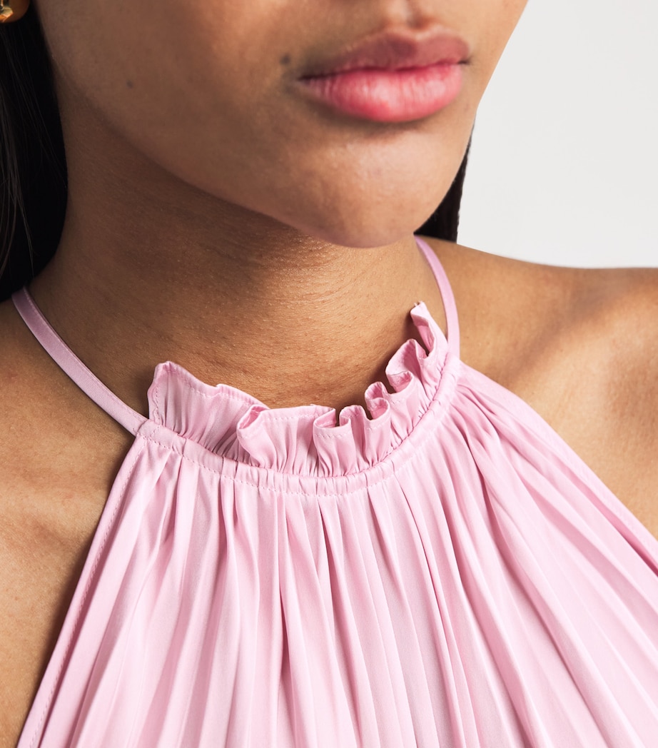 Maje Womens Satin Pleated Maxi Dress Pink Image 3
