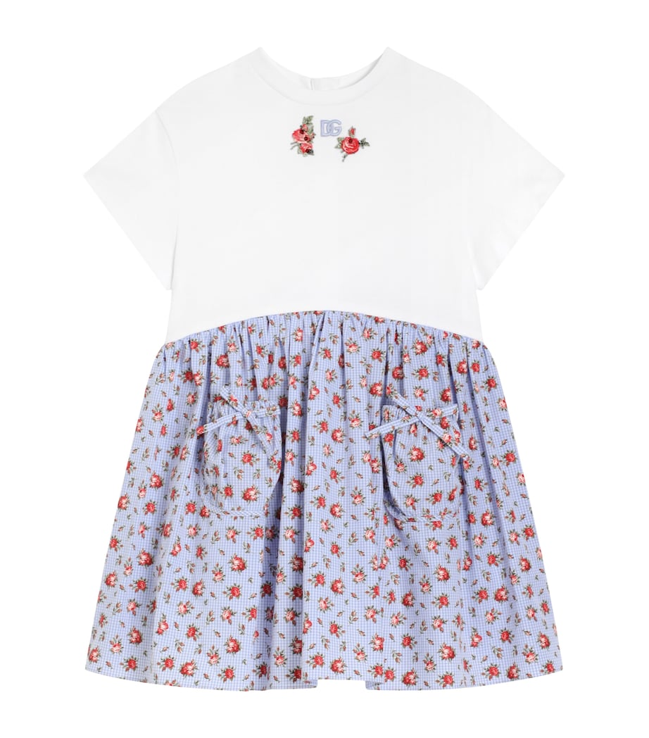 Dolce&Gabbana Kids Cotton Floral Dress (8-12+ Years) Combined Colou Image 1