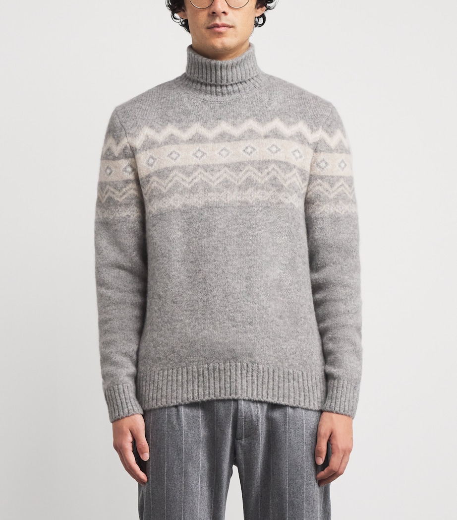 Cashmere-Blend Jacquard Sweater GRIGIO CHIARO, SABBI Image 3