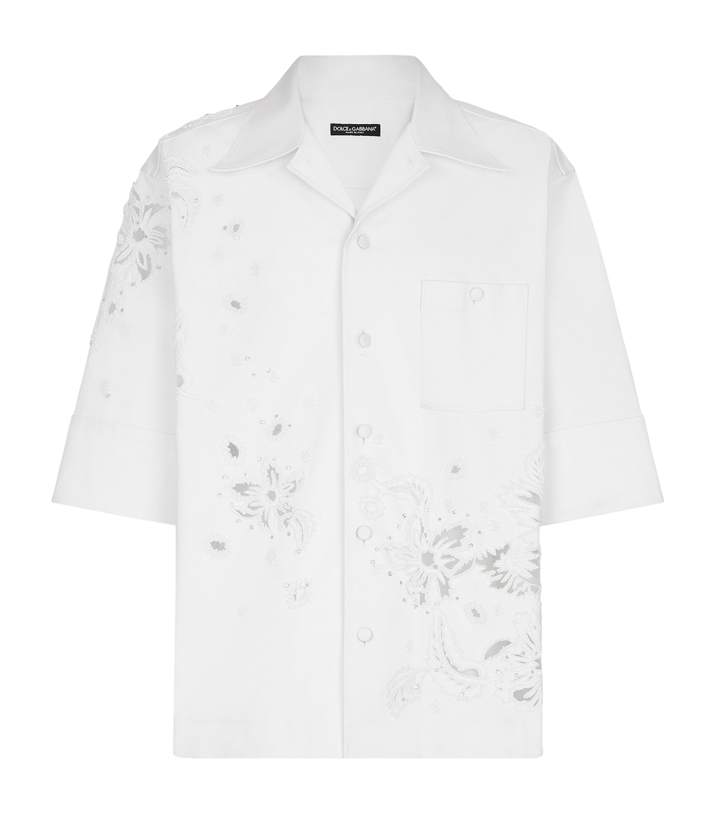 Dolce & Gabbana Floral-embroidered Shirt In White