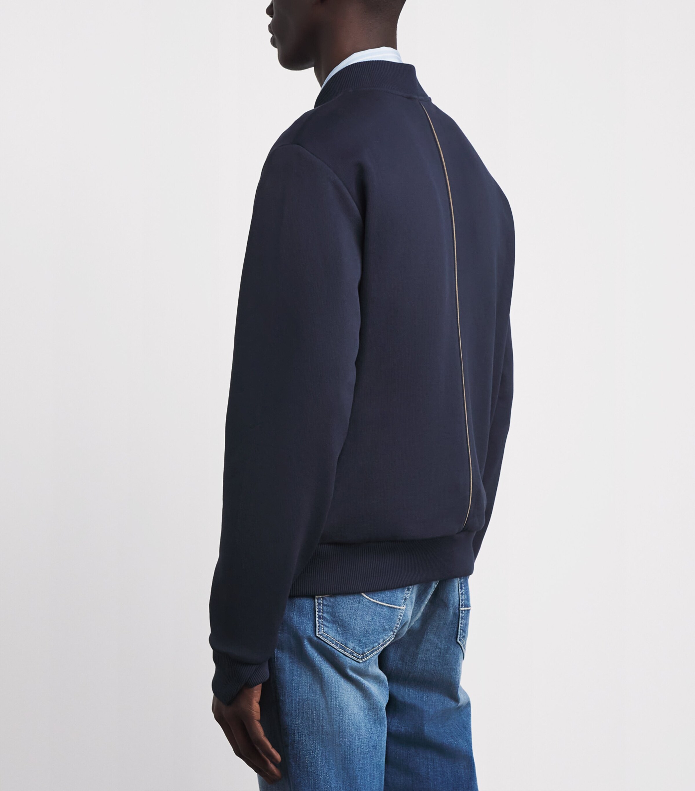 JACOB COHËN Mens Sea Island Cotton Bomber Jacket Navy Image 5