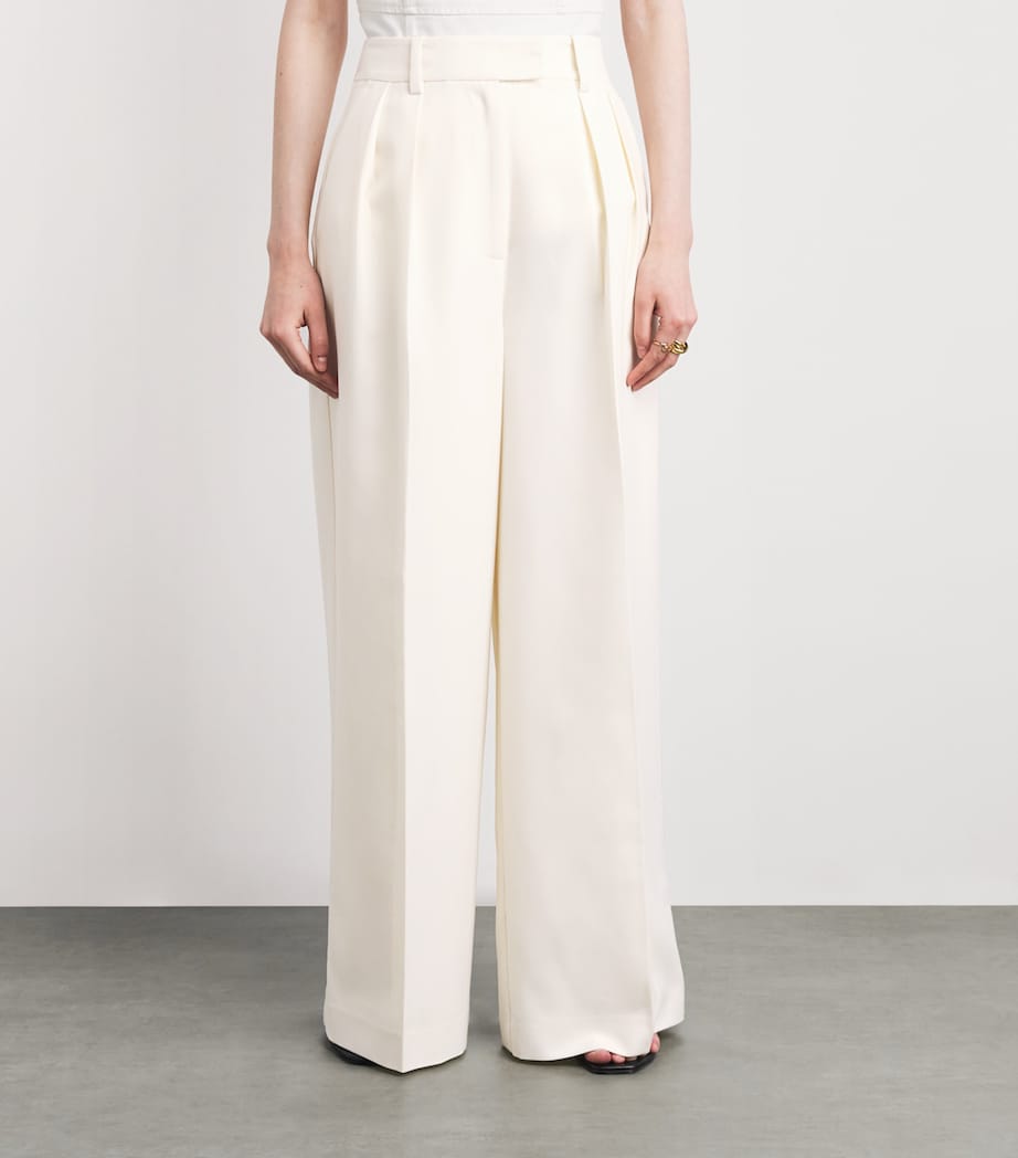 ANINE BING Womens Lou Wide-Leg Trousers Ecru Image 4