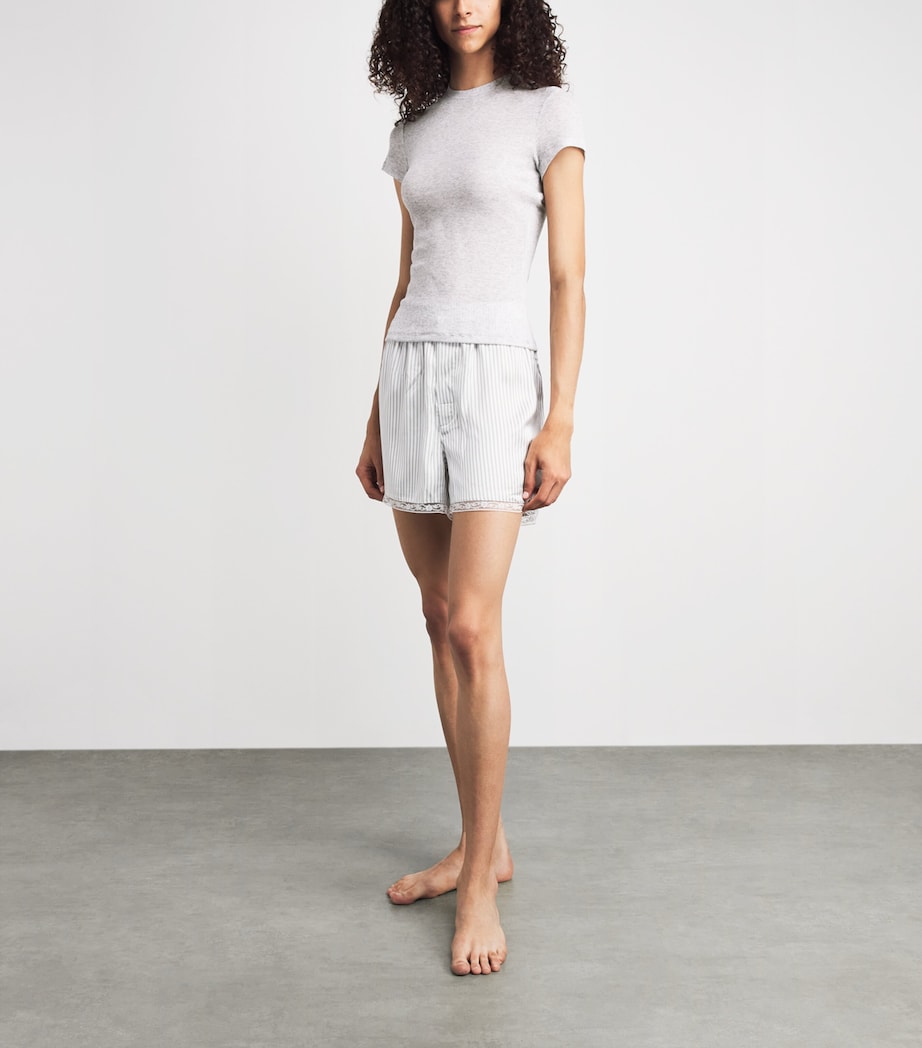 Skims Womens Semi-Sheer Ribbed T-Shirt Light Heather Grey Image 2