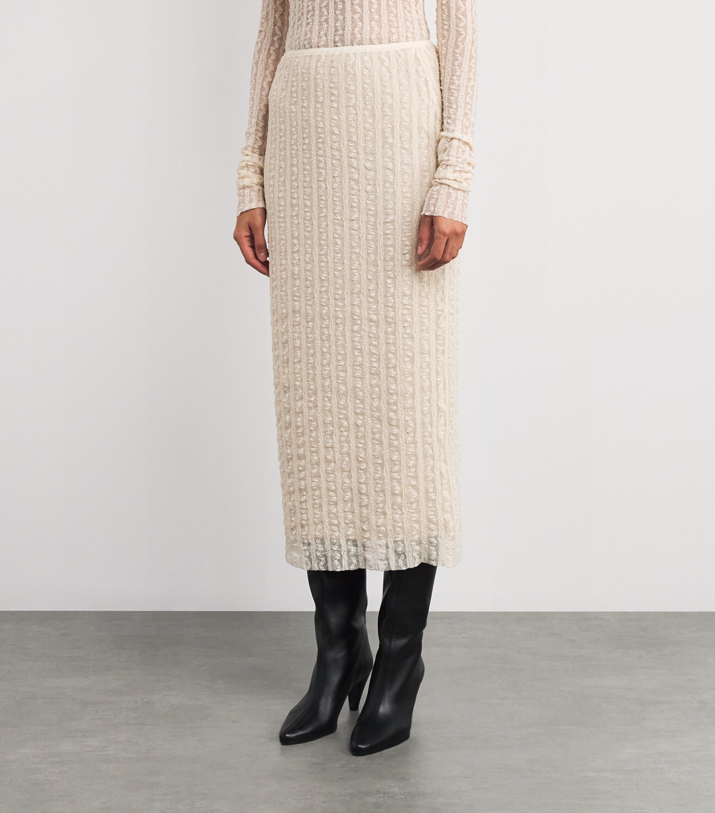 Lace Midi Skirt ECRU Image 3