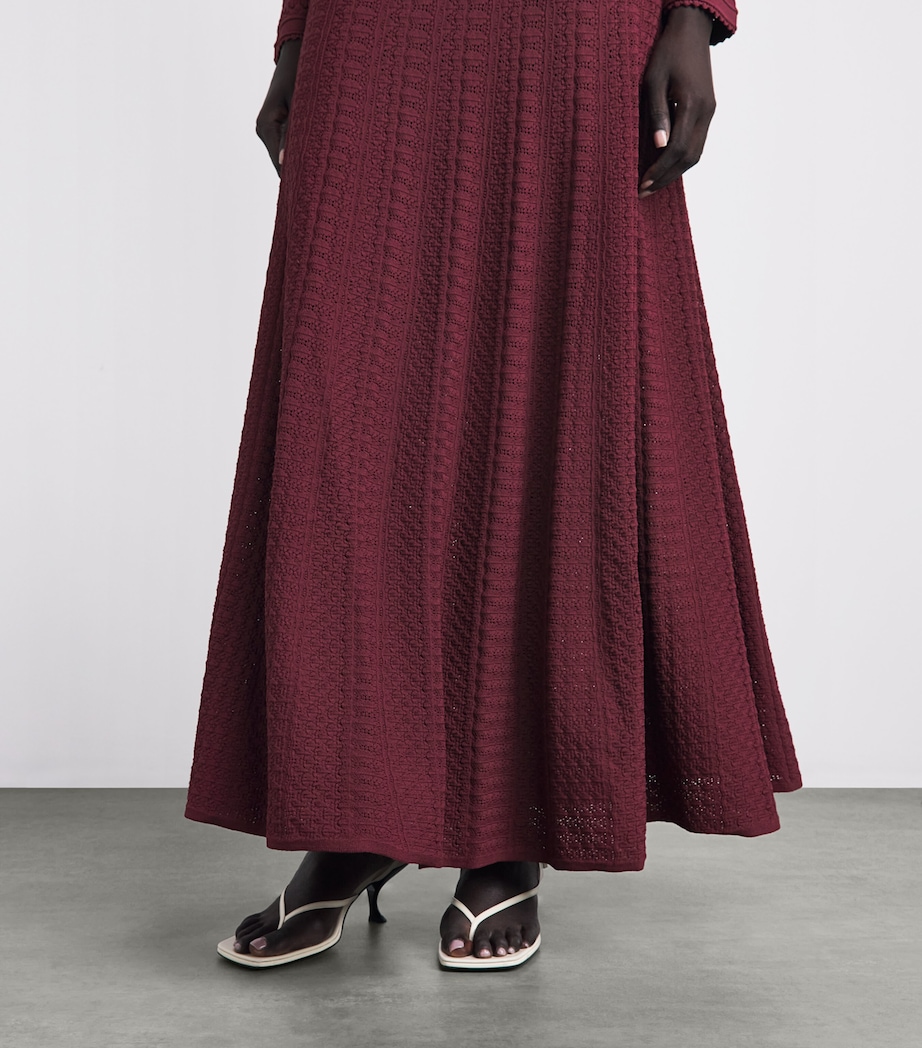 Sandro Paris Womens Pointelle Knit Maxi Dress Bordeaux Image 5