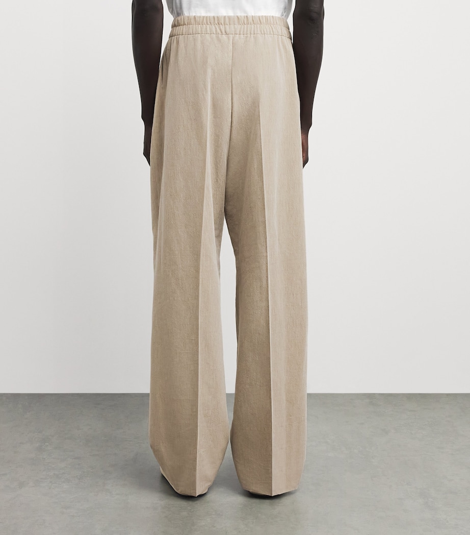 Virgin Wool-Cotton Drawstring Trousers DUNE PEARL Image 4