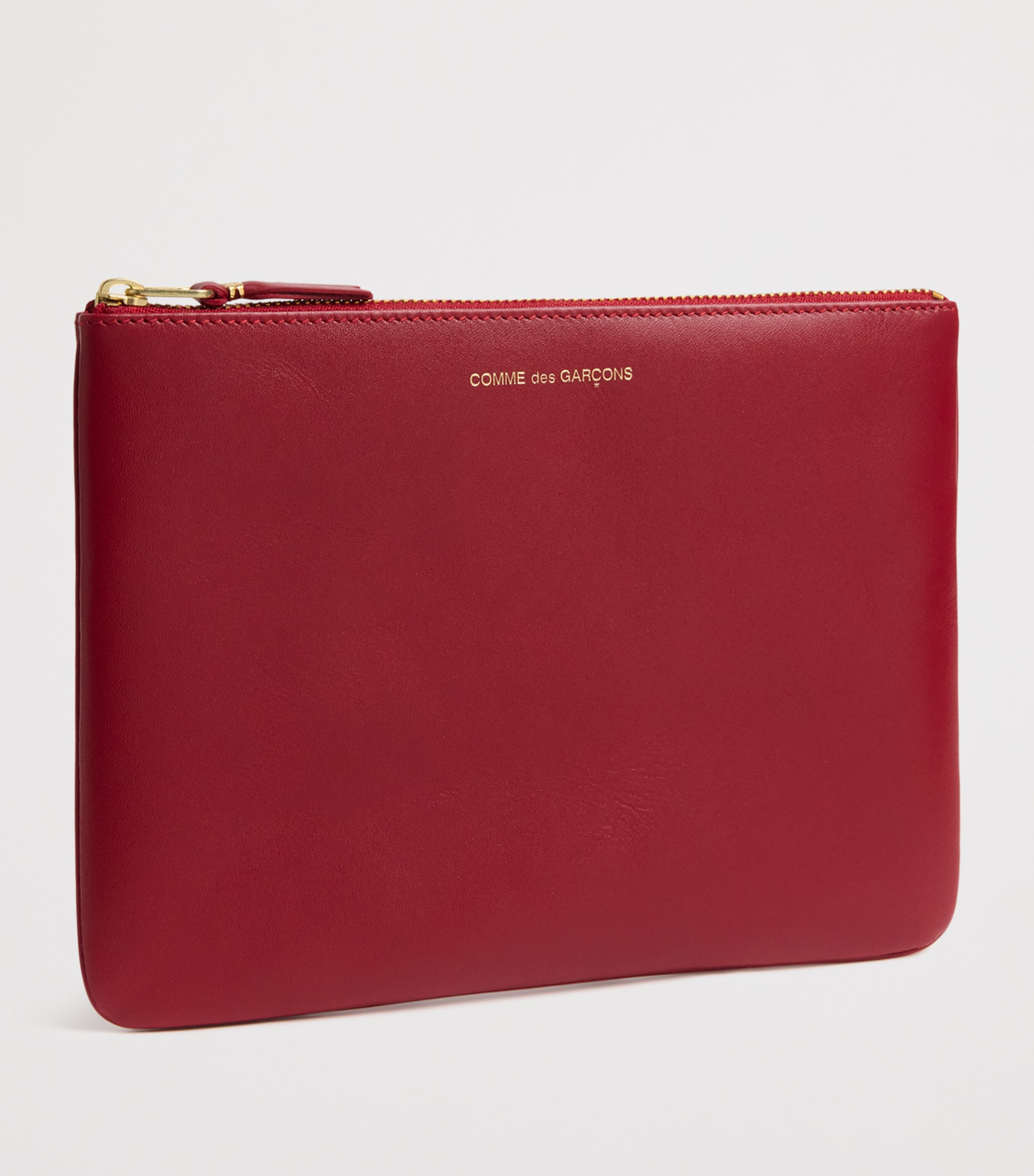 Large Leather Zipped Pouch RED Image 2