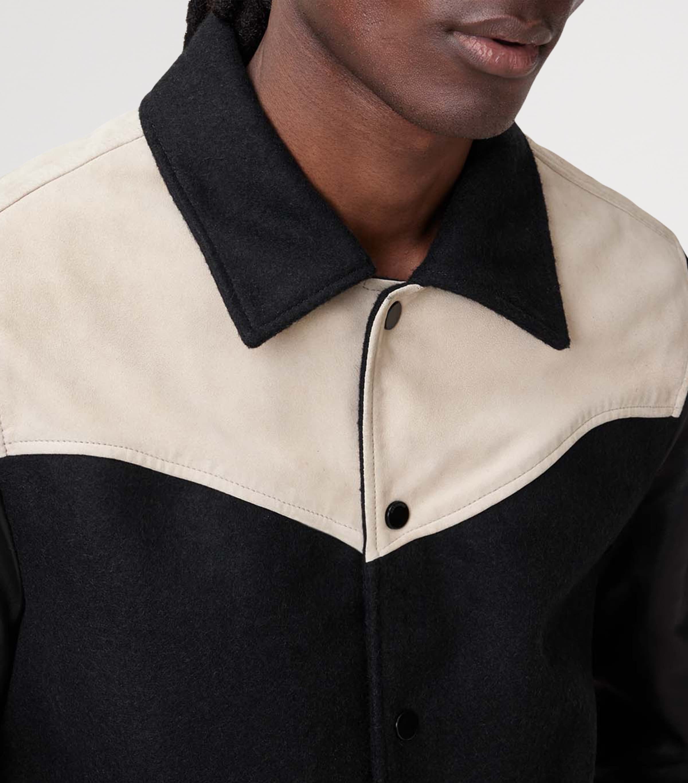Leather-Trim Endleton Bomber Jacket BLACK/ECRU WHITE Image 8
