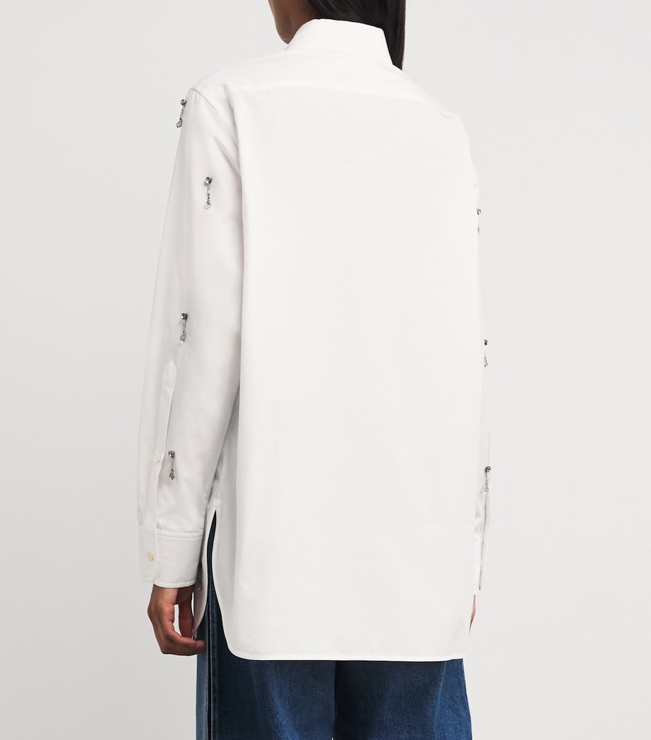 Cotton Embellished Oxford Shirt 9000 PURE WHITE Image 4