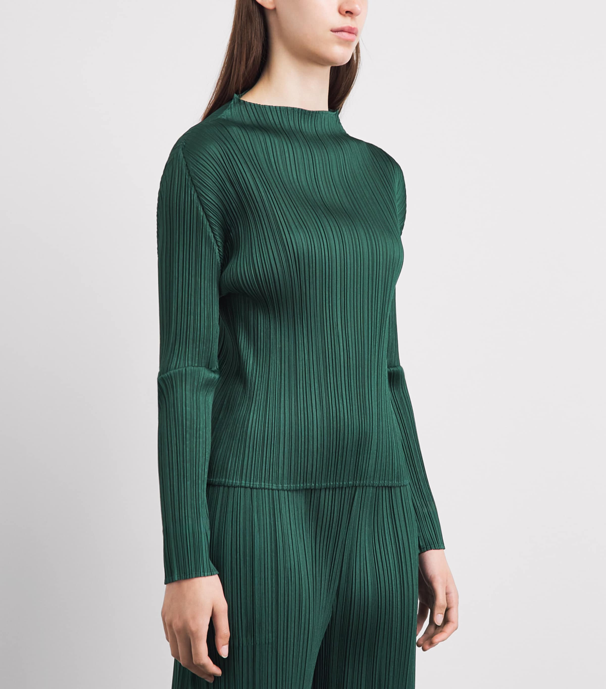 Pleats Please Issey Miyake Womens Monthly Colors March Top Dark Green Image 4