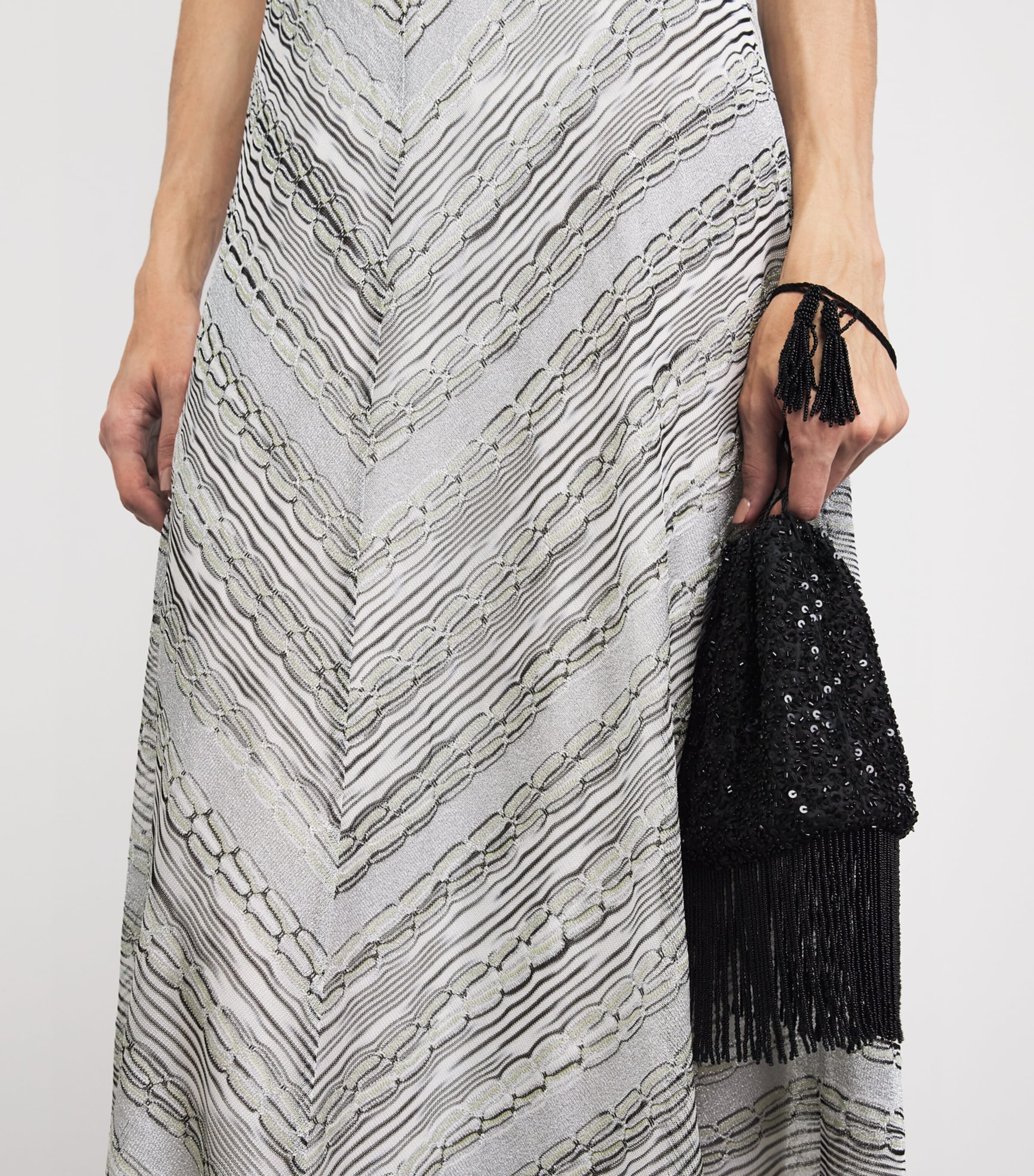 Missoni Womens Knitted Jacquard Maxi Dress Silver Tones Image 3