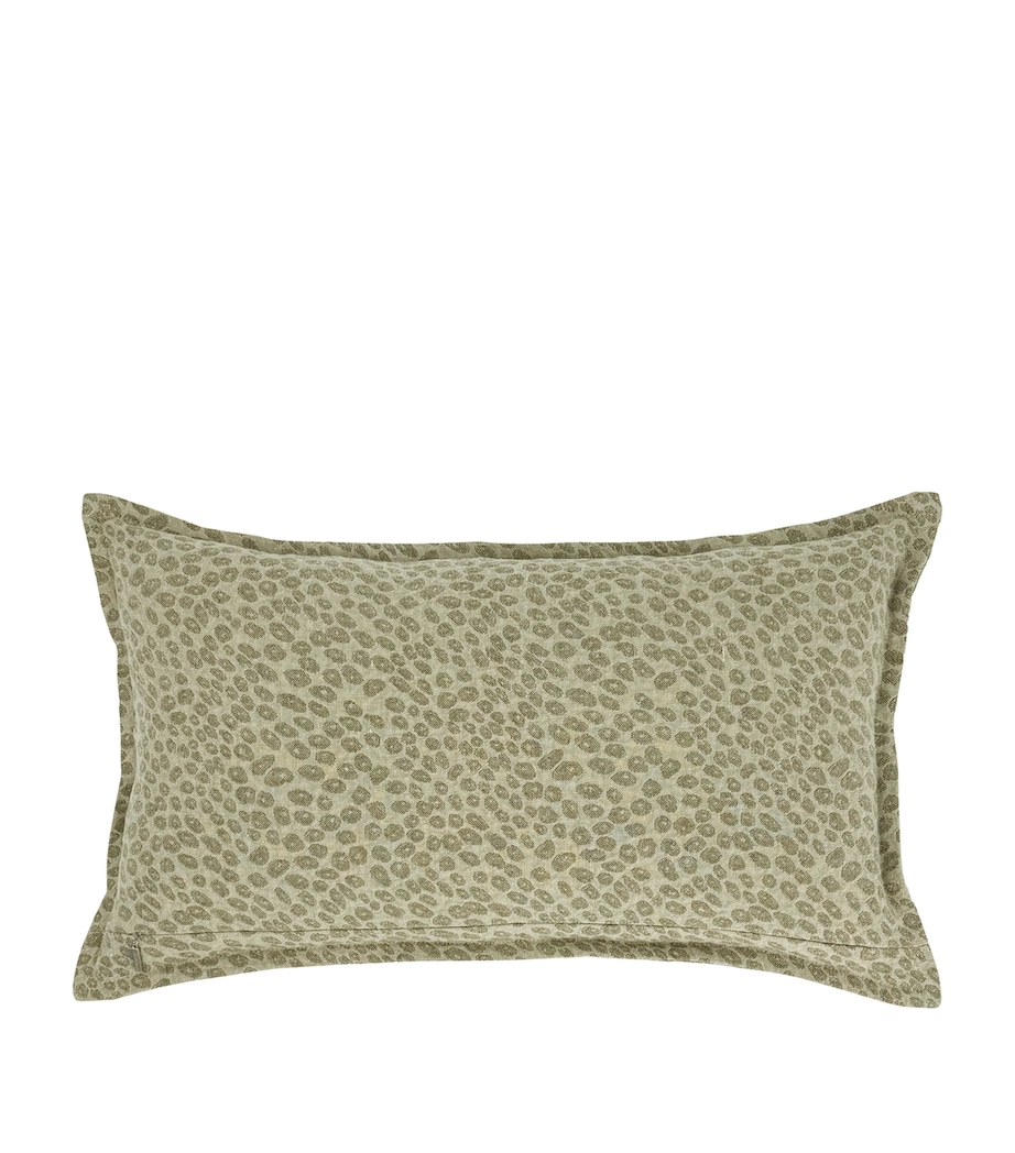 De Le Cuona Linen Leopard Kanoko Cushion (35cm x 60cm) Celadon Image 4
