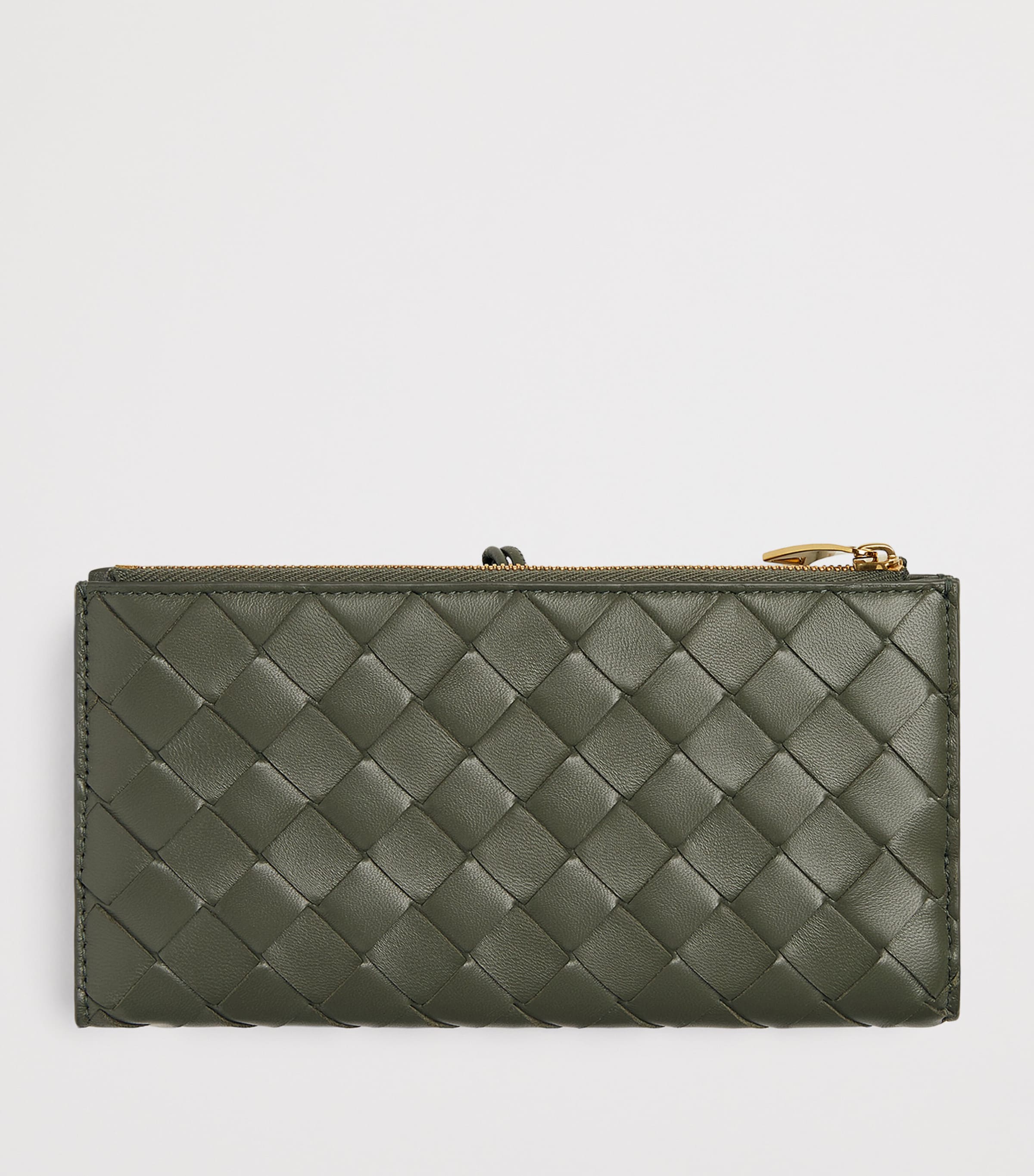 BOTTEGA VENETA 財布 Bottega Veneta Green Leather Andiamo Long Wallet | Harrods US