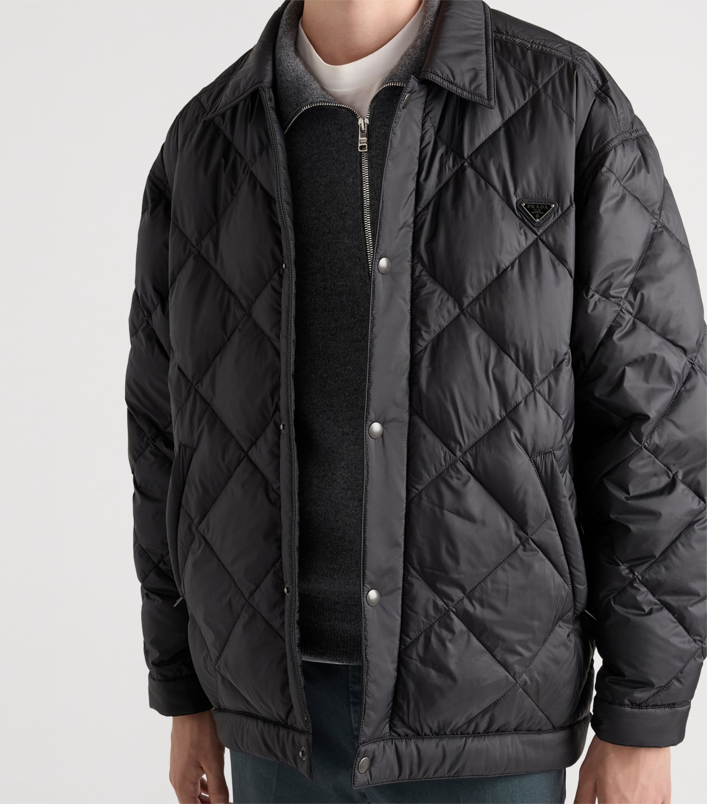 Prada Mens Technical Quilted Down Jacket Black Image 4