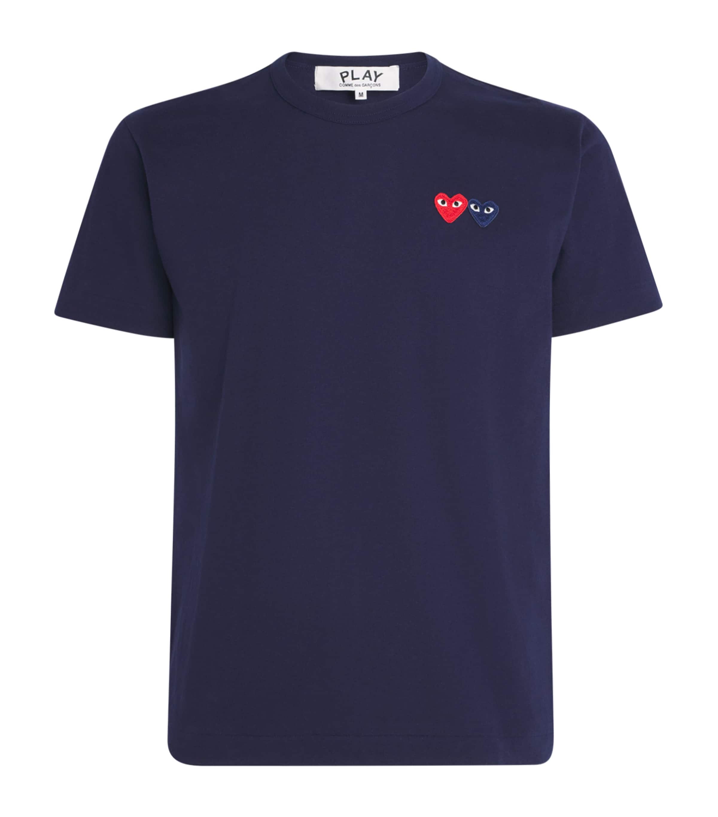 Embroidered Double-Heart T-Shirt 2 - NAVY Image 1