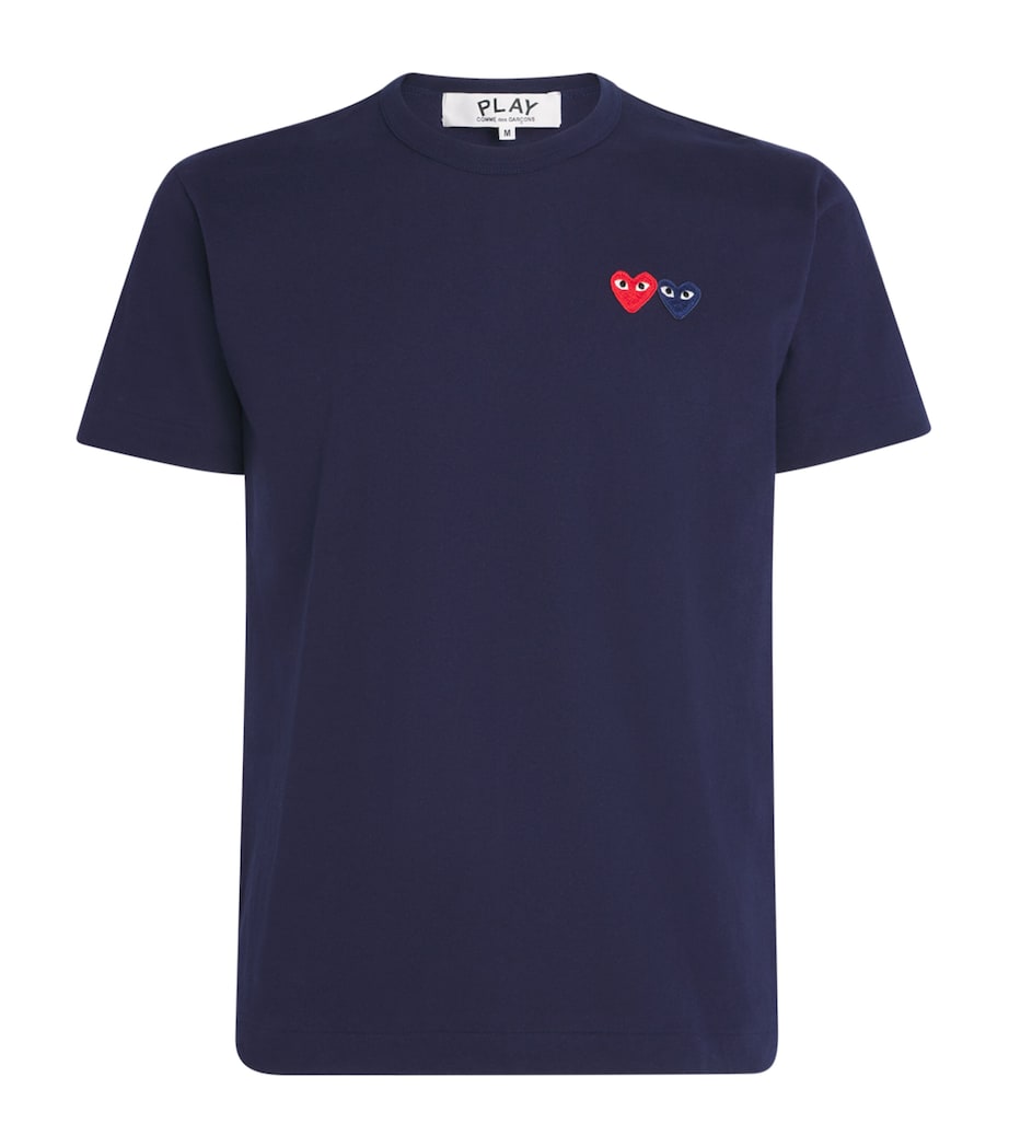 Embroidered Double-Heart T-Shirt 2 - NAVY Image 1
