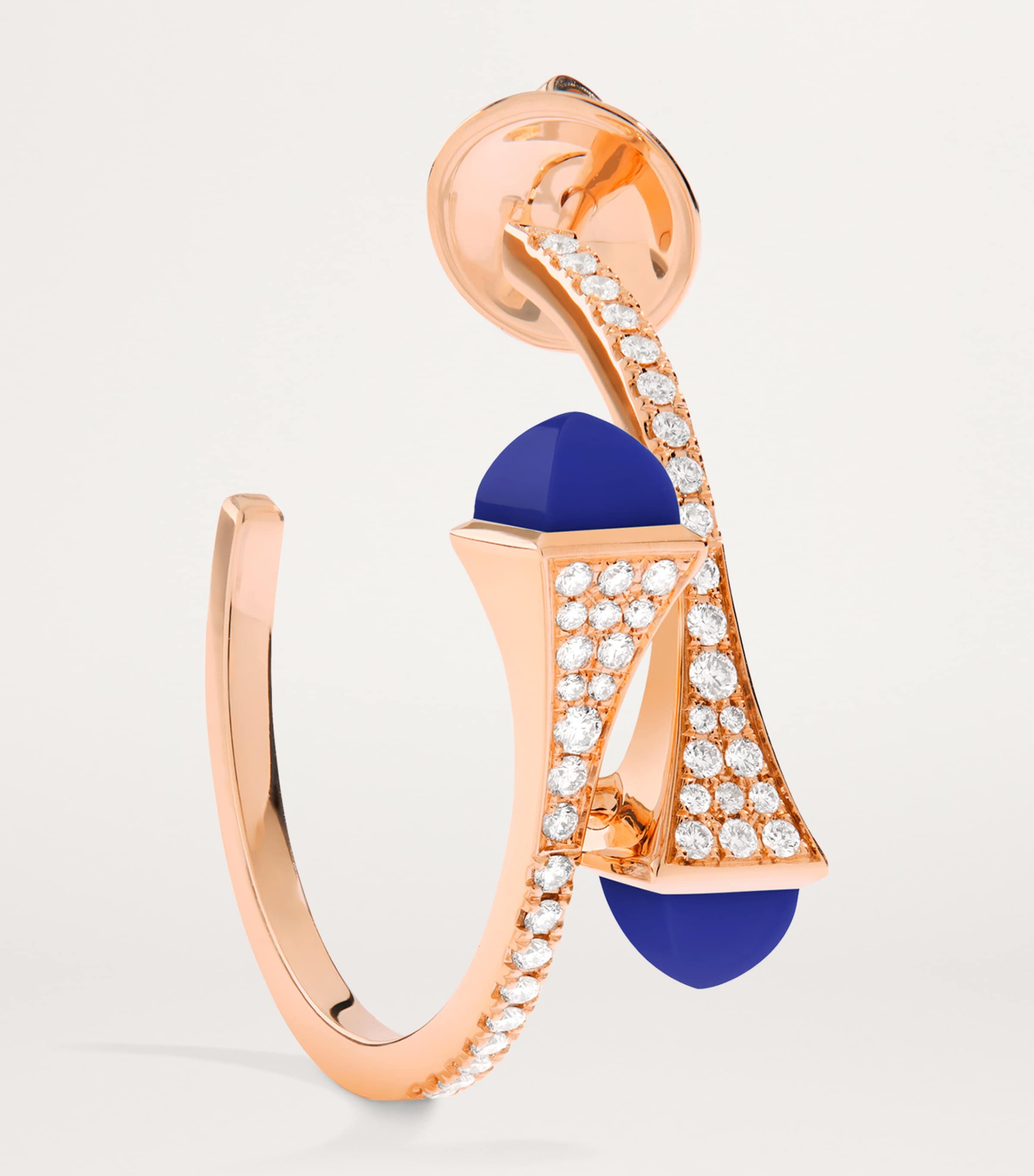 Small Rose Gold, Diamond and Lapis Lazuli Cleo Hoop Earrings ROSE GOLD Image 2