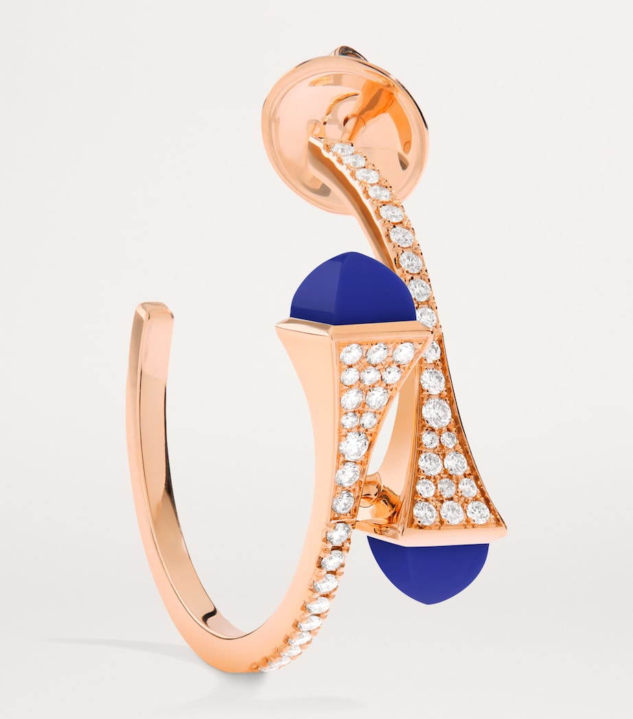 Small Rose Gold, Diamond and Lapis Lazuli Cleo Hoop Earrings ROSE GOLD Image 2