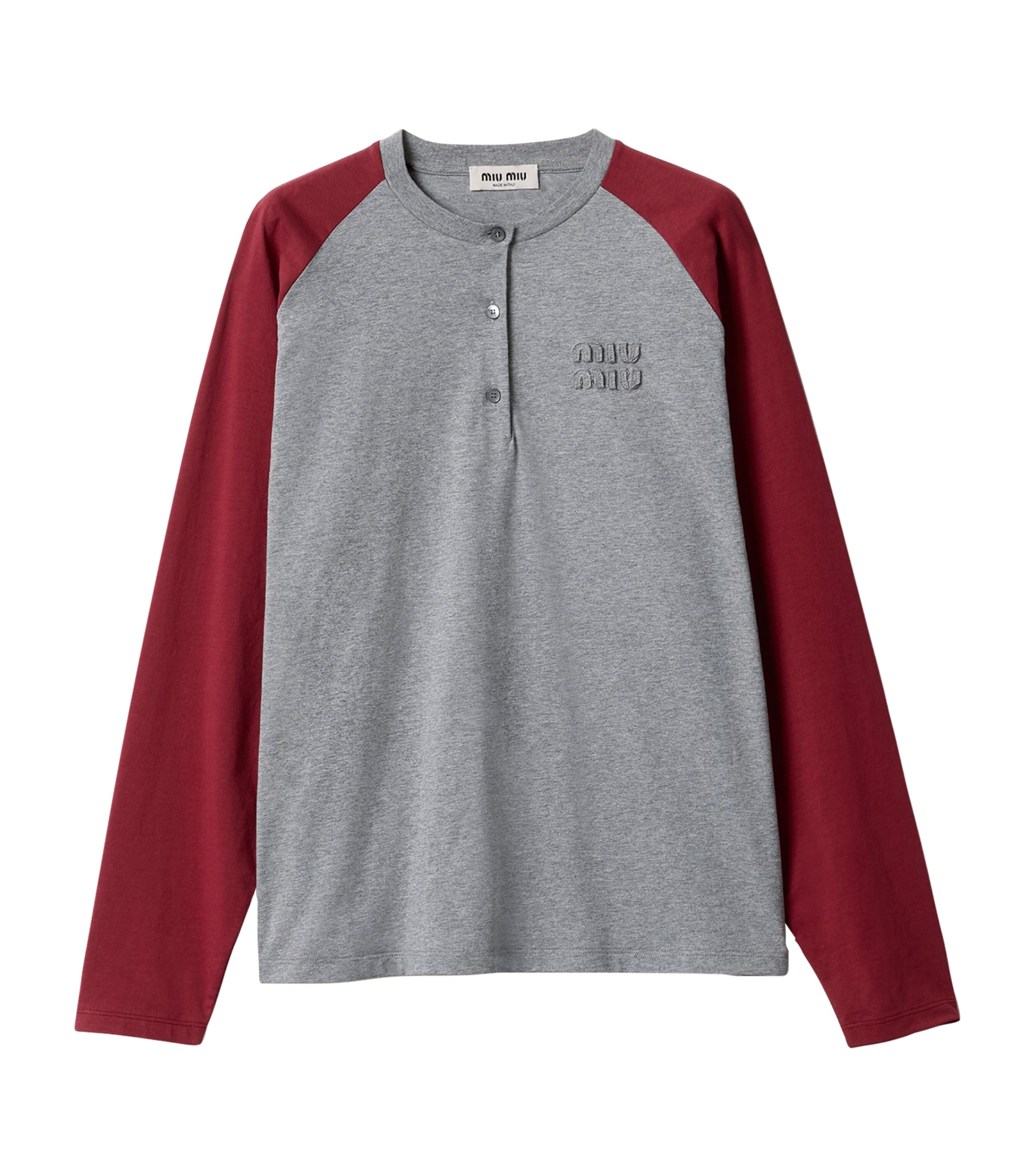 Miu Miu Womens Cotton Henley T-Shirt Image 1