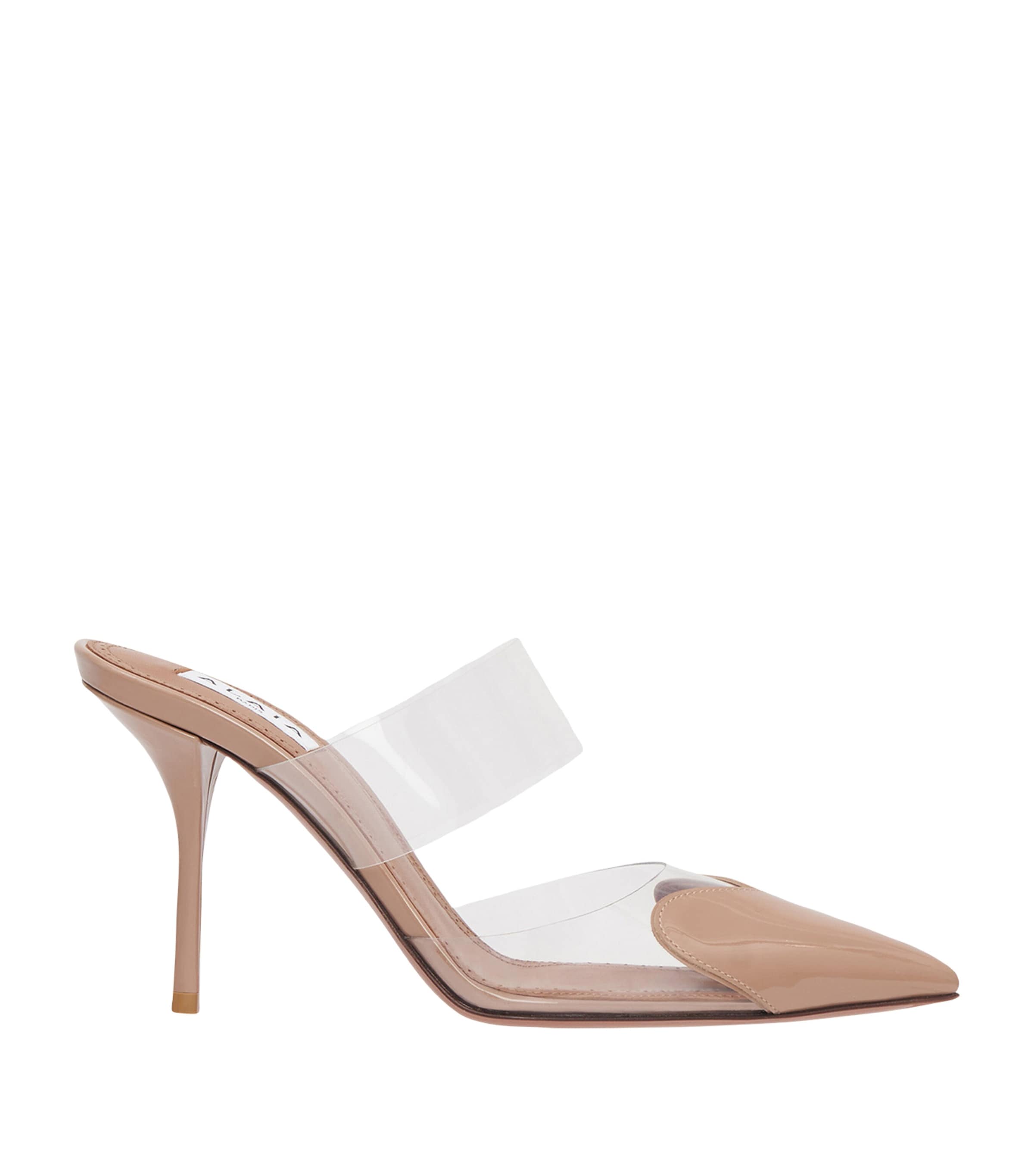 Alaïa Leather Le Coeur Mules 90 In Nude