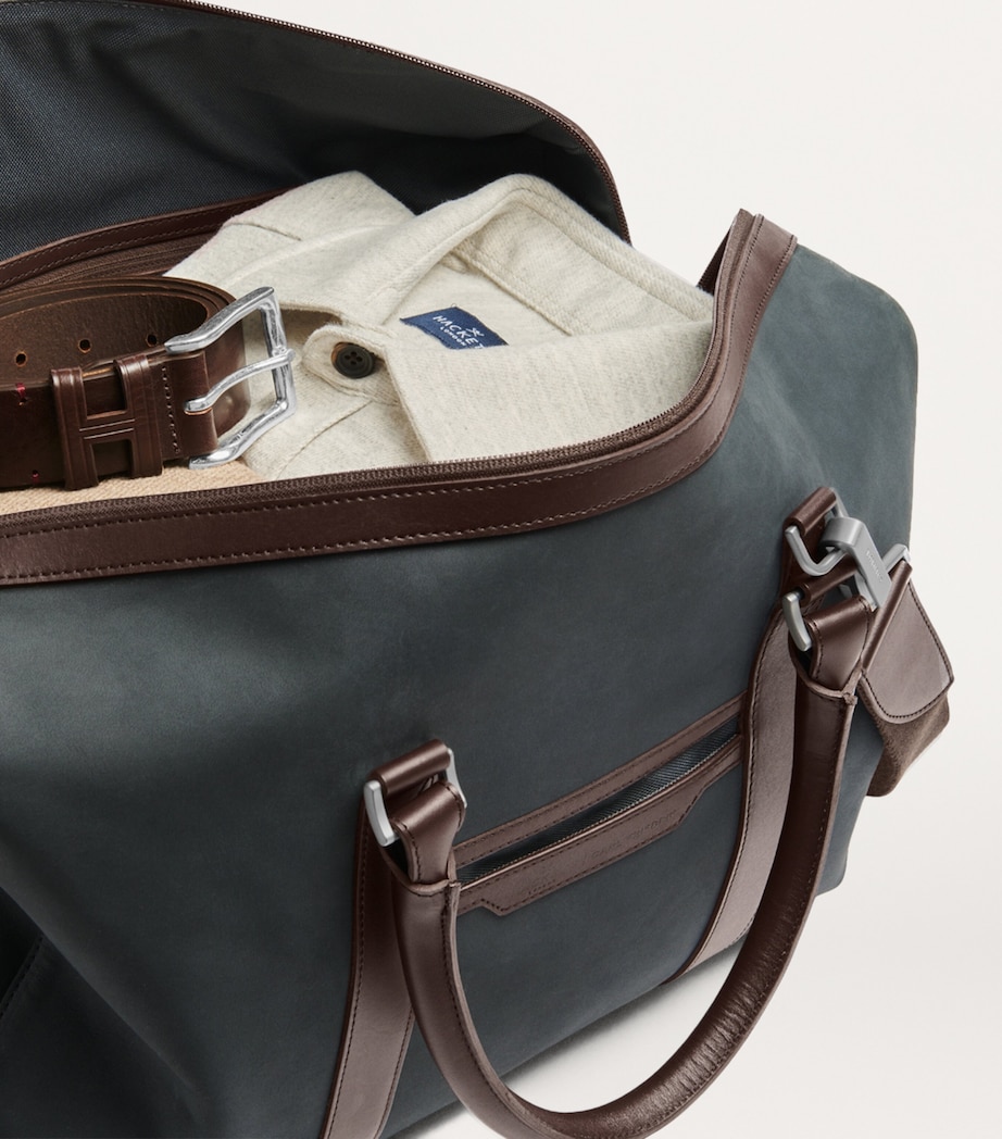 Carl Friedrik x Hackett Leather Holdall Navy/ Chocolate Image 3