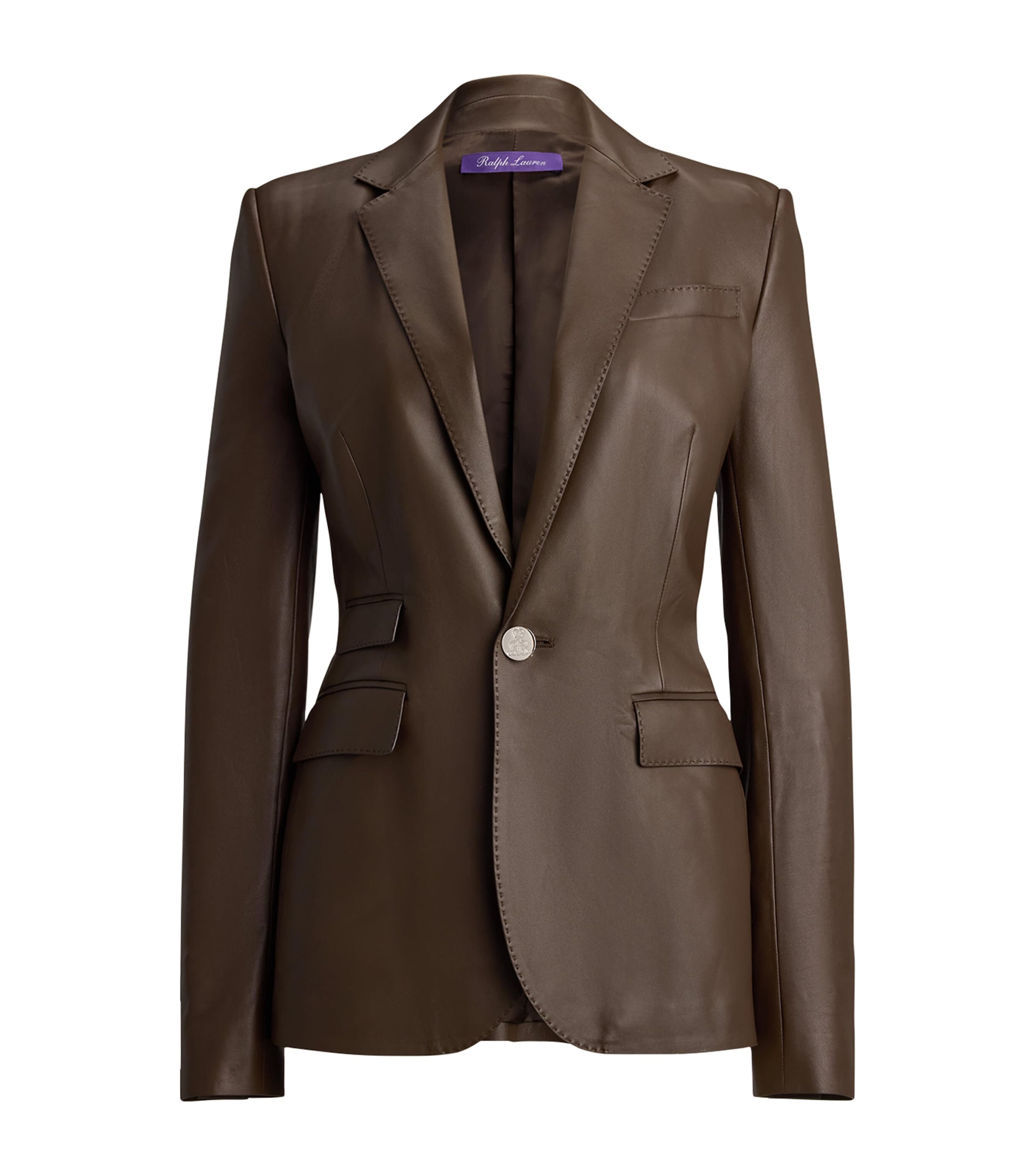 Ralph Lauren Collection Womens Leather Parker Blazer Sycamore Image 1