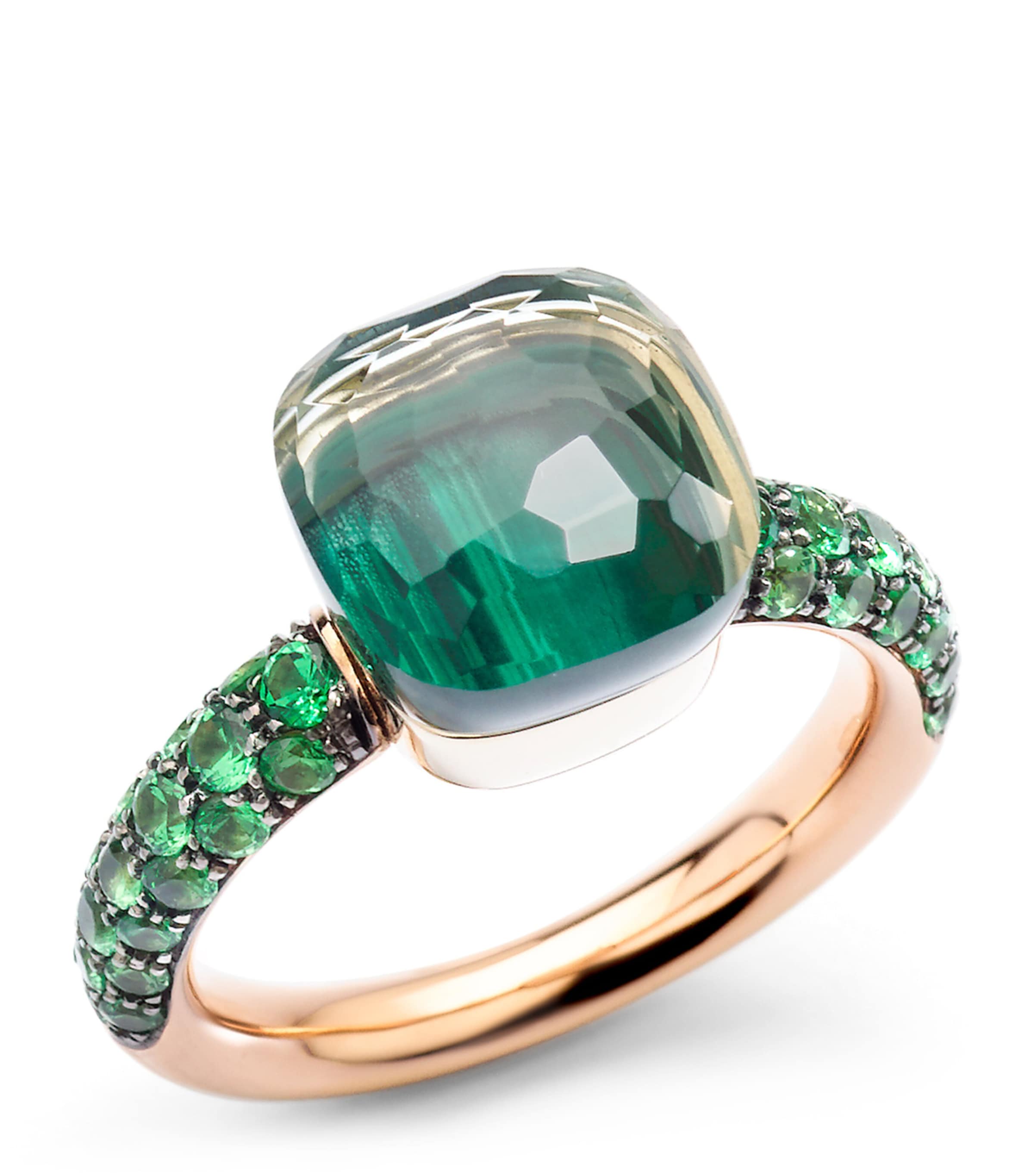Pomellato Mixed Gold, Prasiolite, Malachite and Tsavorite Nudo Ring | Fine Jewellery | Fine Rings | Cocktail Rings | Designers | Pomellato