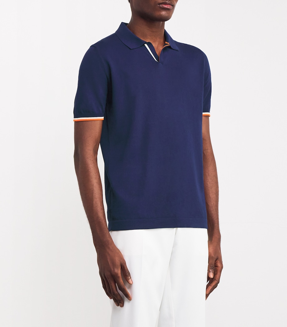 Contrast-Detail Polo Shirt U0497-NAVY Image 3