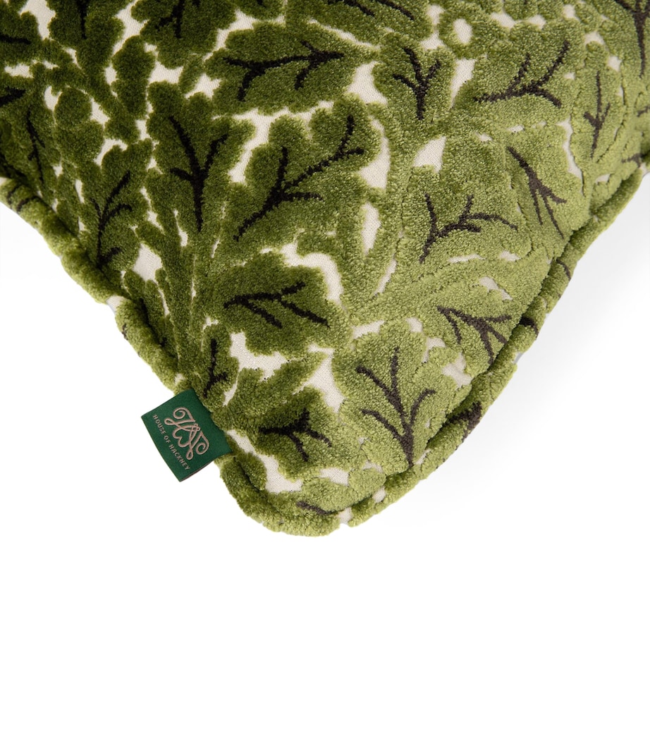 Medium Velvet Jacquard Quercus Cushion (45cm x 45cm) EVERGREEN Image 3