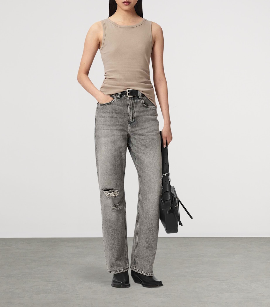 AllSaints Womens Stretch-Cotton Katarina Tank Top Shale Grey Image 5