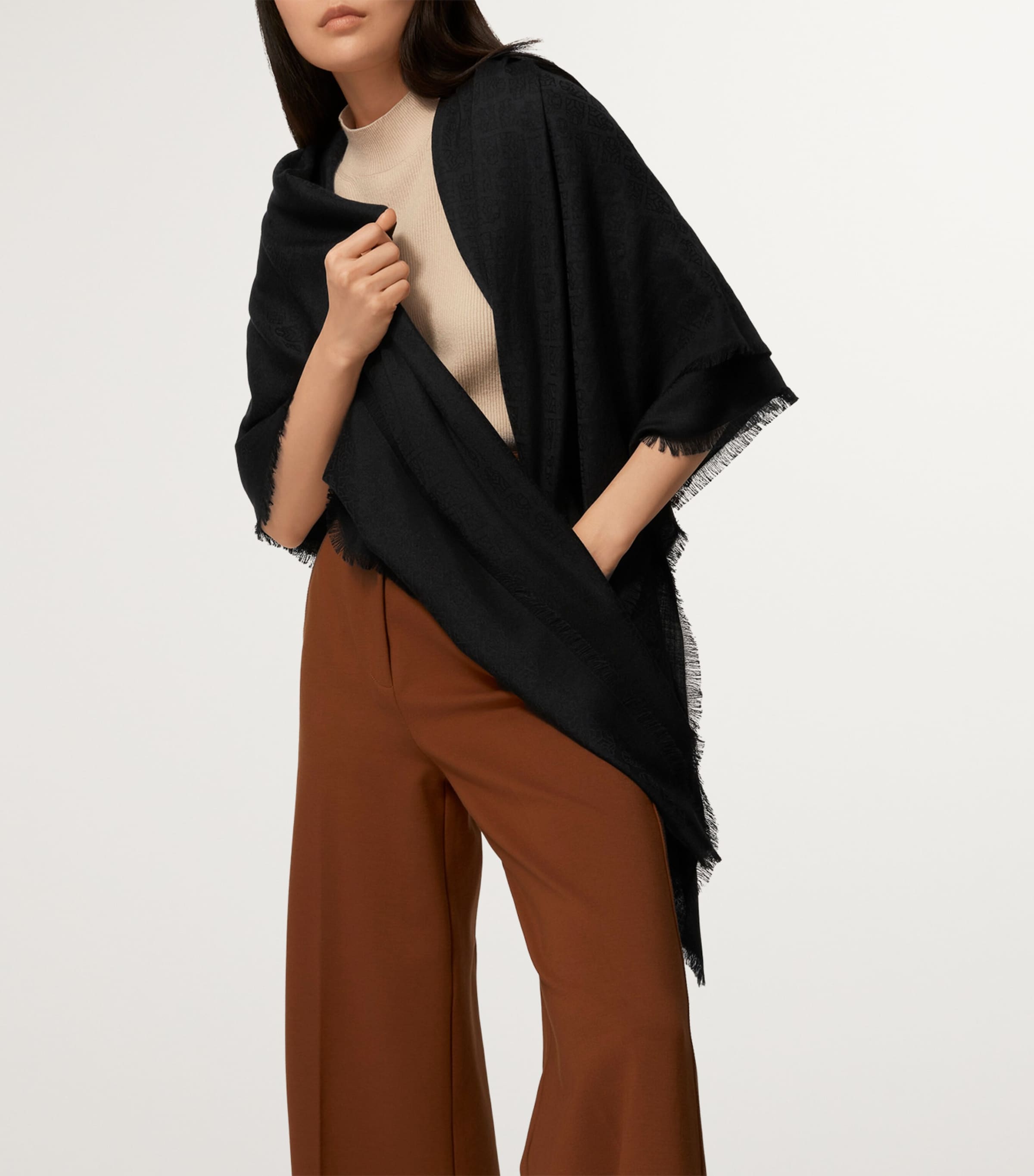 Cartier Black Cashmere-Wool-Silk Panther Shawl Scarf | Harrods UK