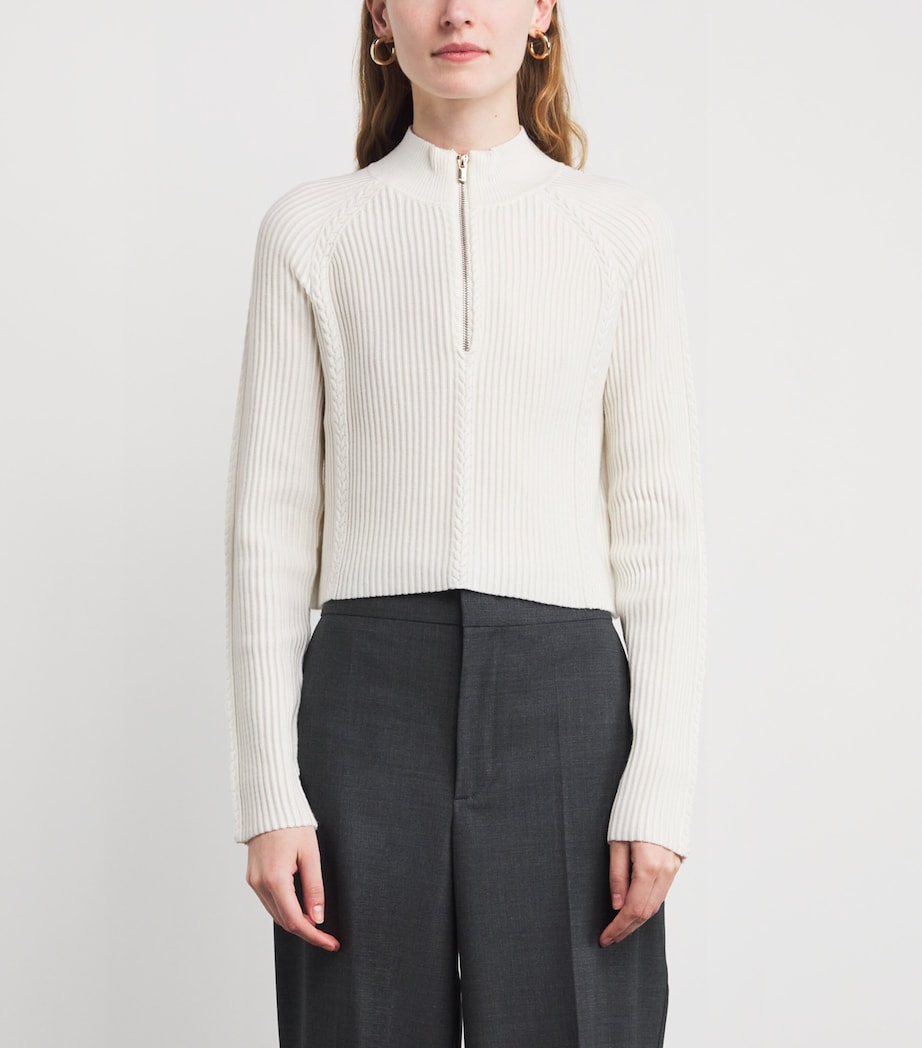 Rib-Knit Quarter-Zip Sweater ECRU Image 3